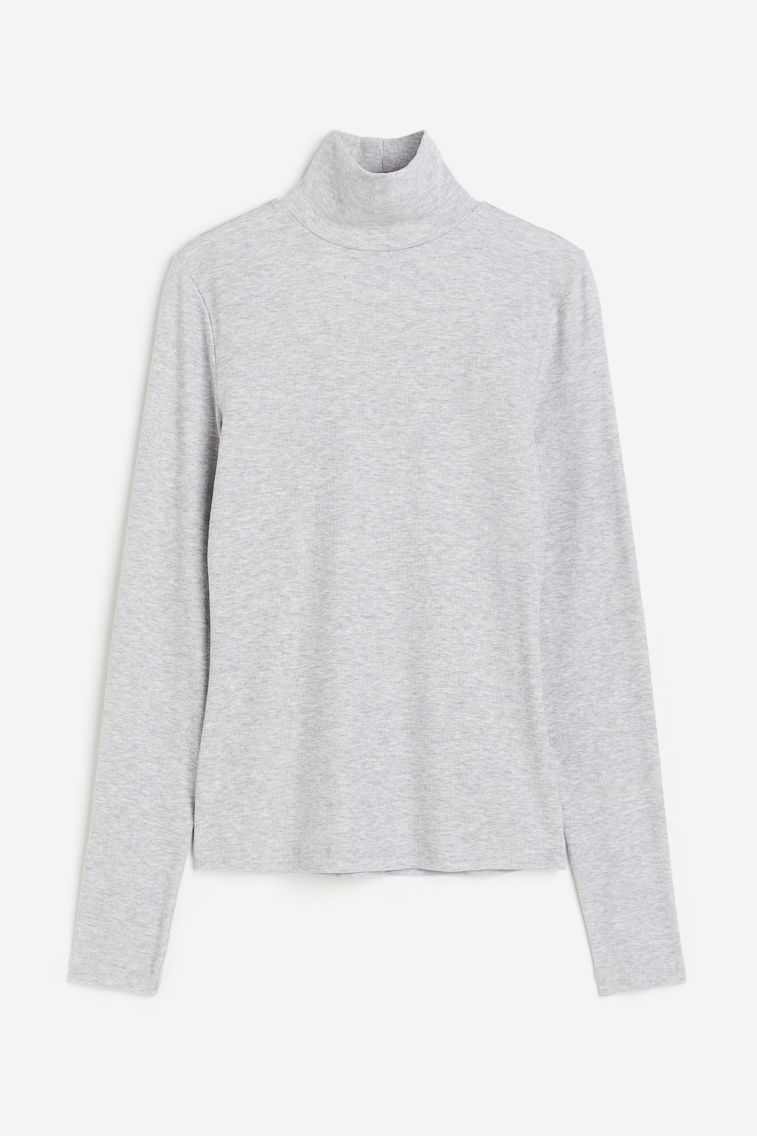 Modal Blend Turtleneck Top - Light grey marle - 1