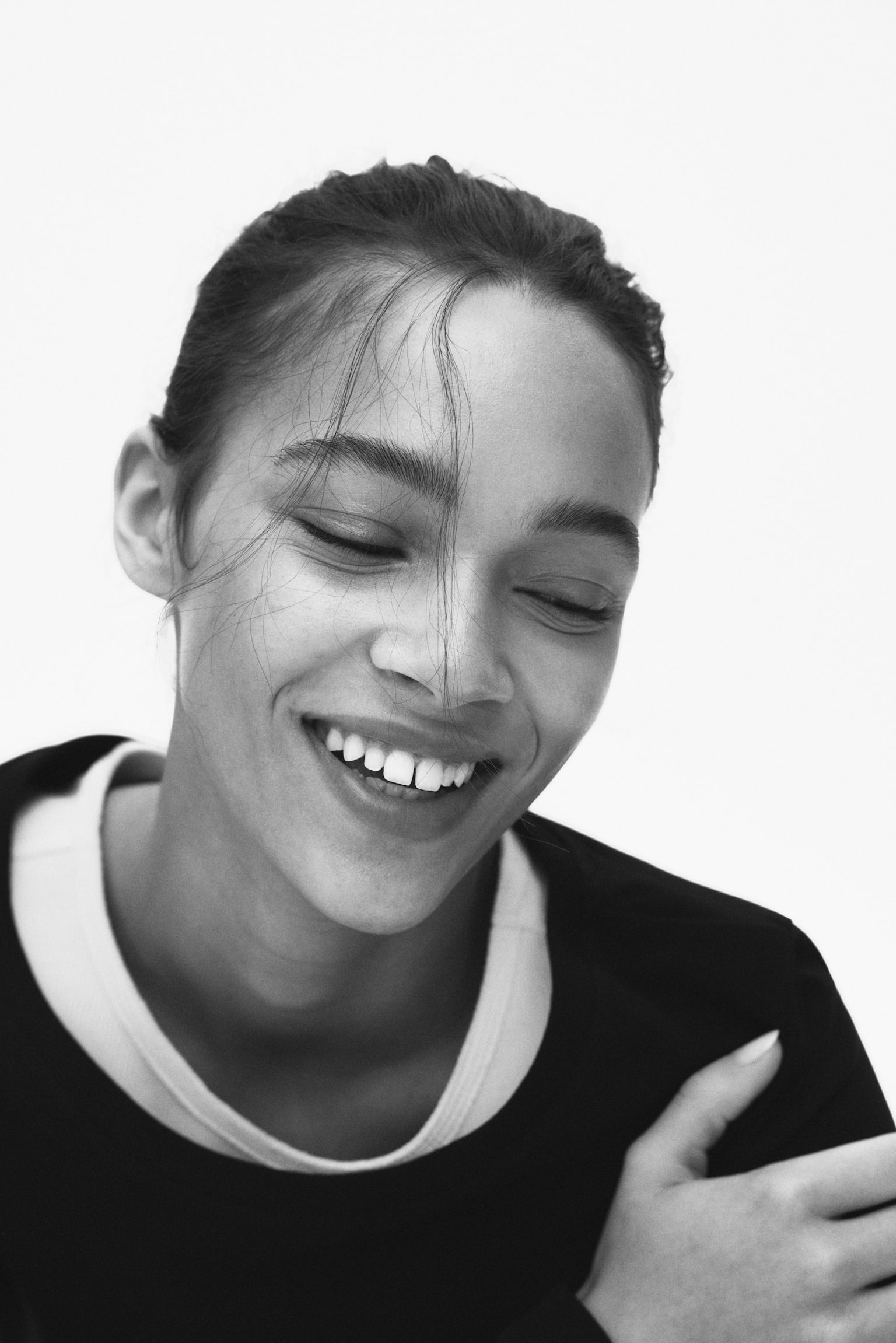 Dopasowany top bawełniany - Czarny/Biały/Szary melanż - 3