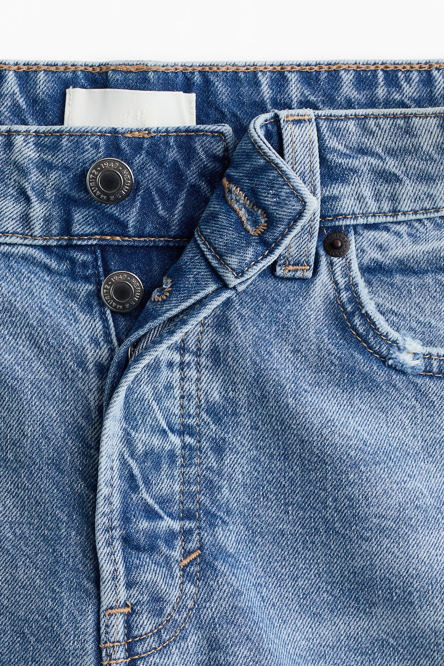 Wide Regular Jeans - Light denim blue/Azul denim/Blanco/Marrón oscuro - 3