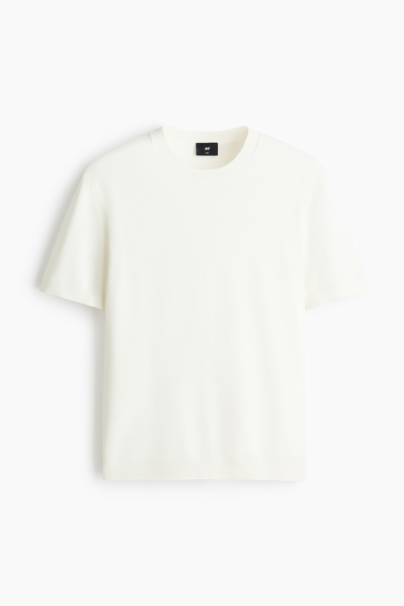 Slim Fit Knitted T-shirt - White/Black/Dark blue/Beige - 1