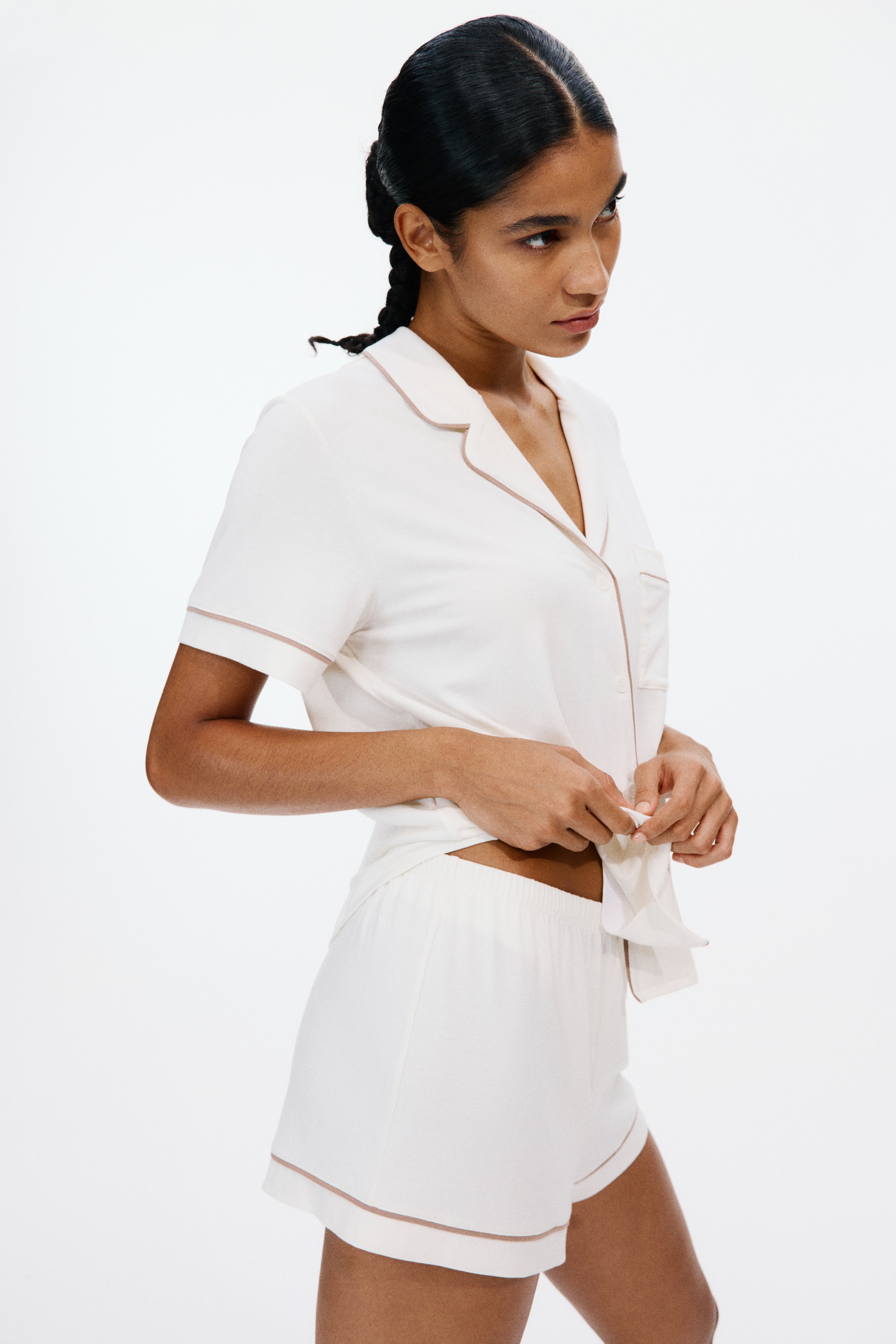 Viskoz Karışımlı Pijama Takımı - Krem/Paslı kahverengi/Açık pembe/Grey-green/Siyah