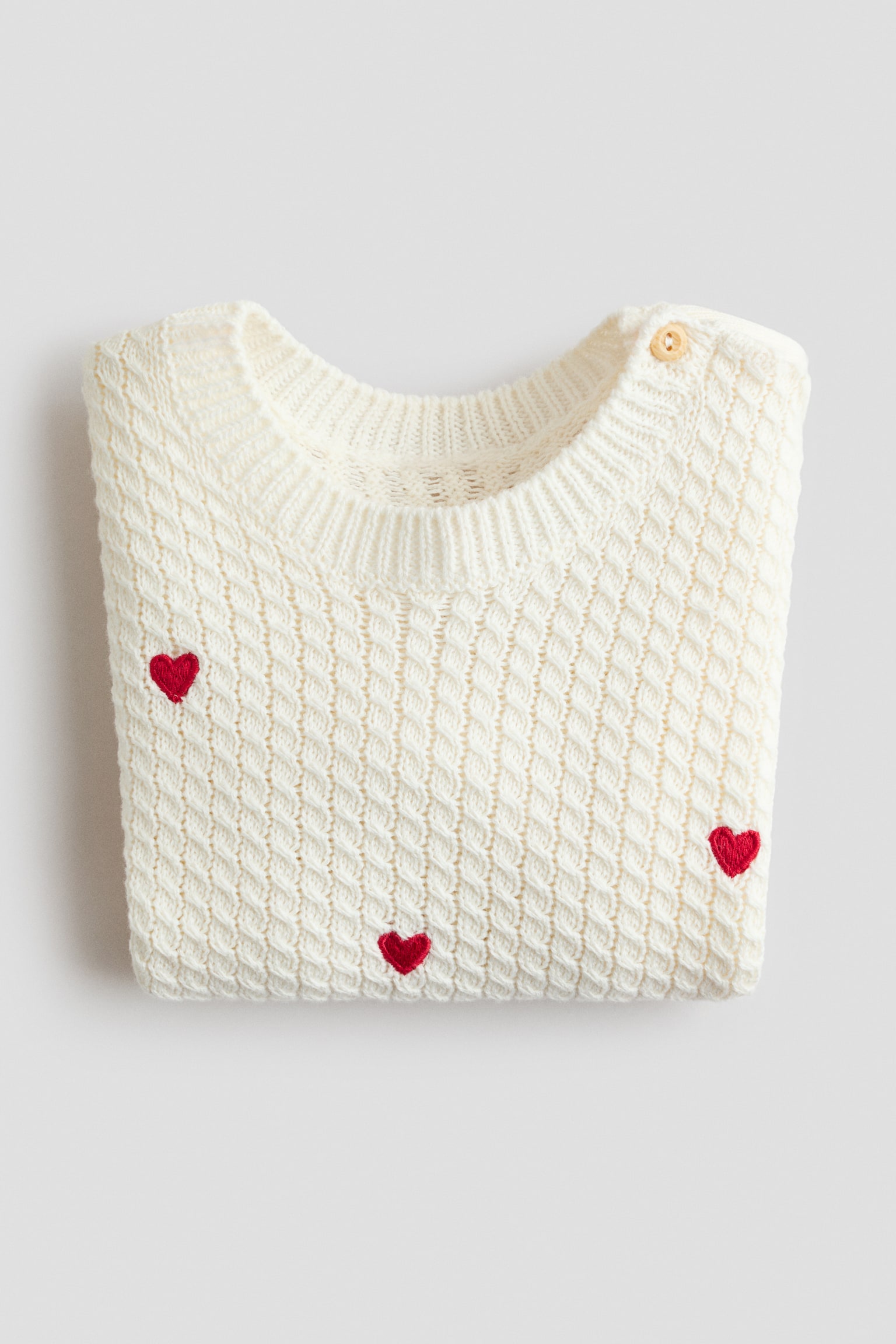 Cotton jumper - Cream/Hearts/Light beige/Red striped - 3