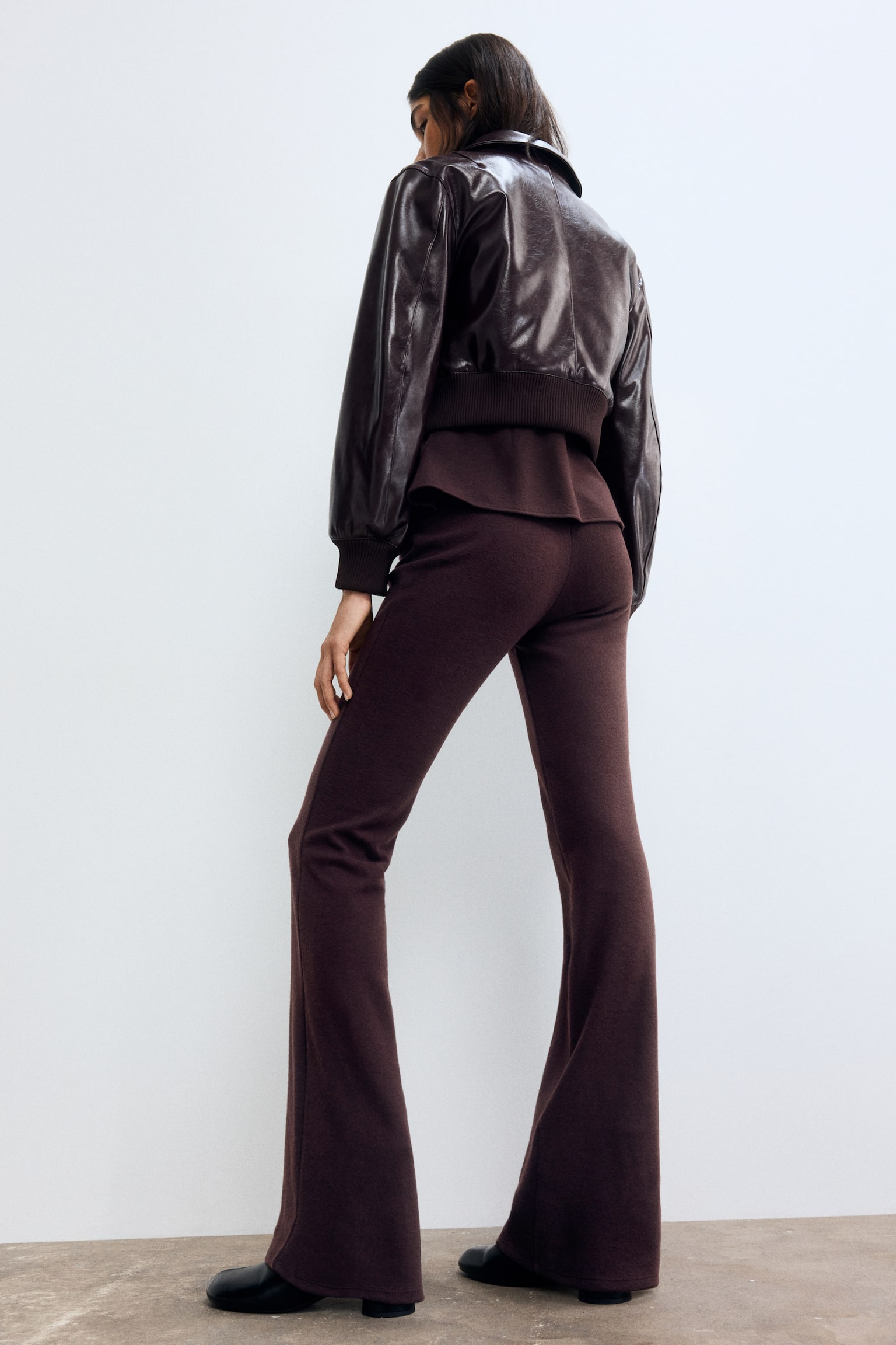 Bővülő kötött nadrág - Szilvapiros/Sötétszürke - 5