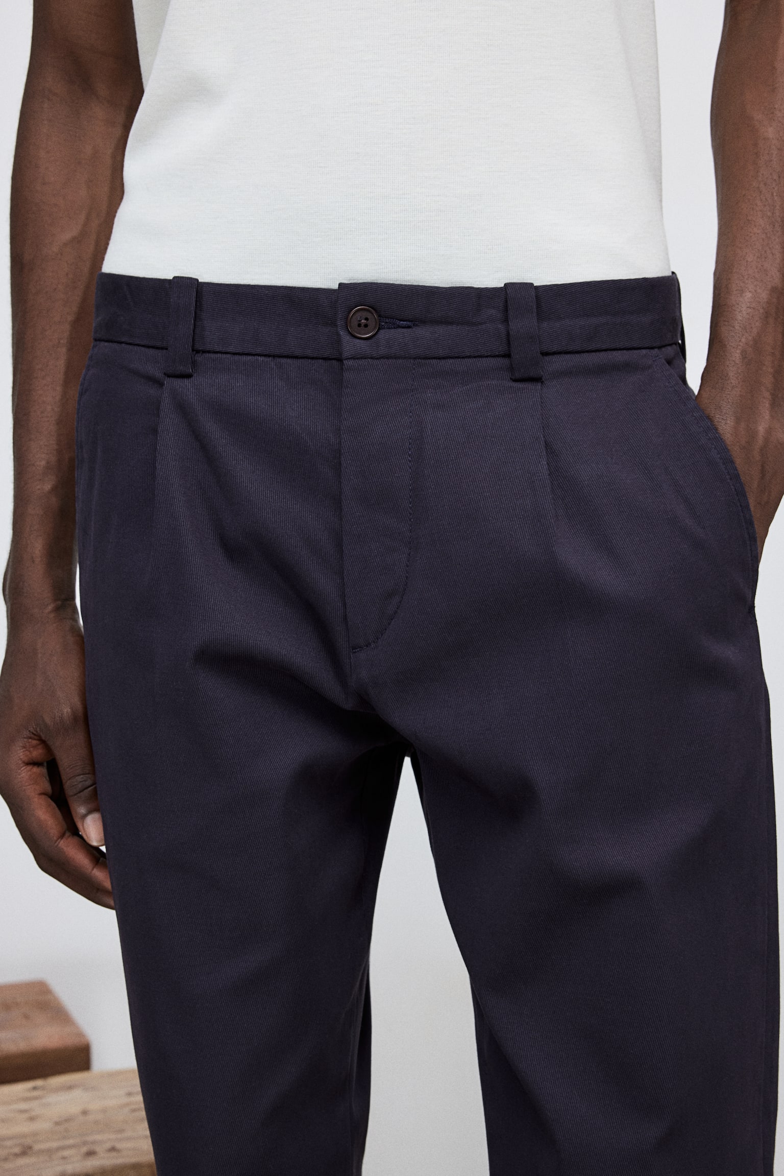 Chinos i bomull Regular Fit - Marinblå/Beige/Crèmevit - 6