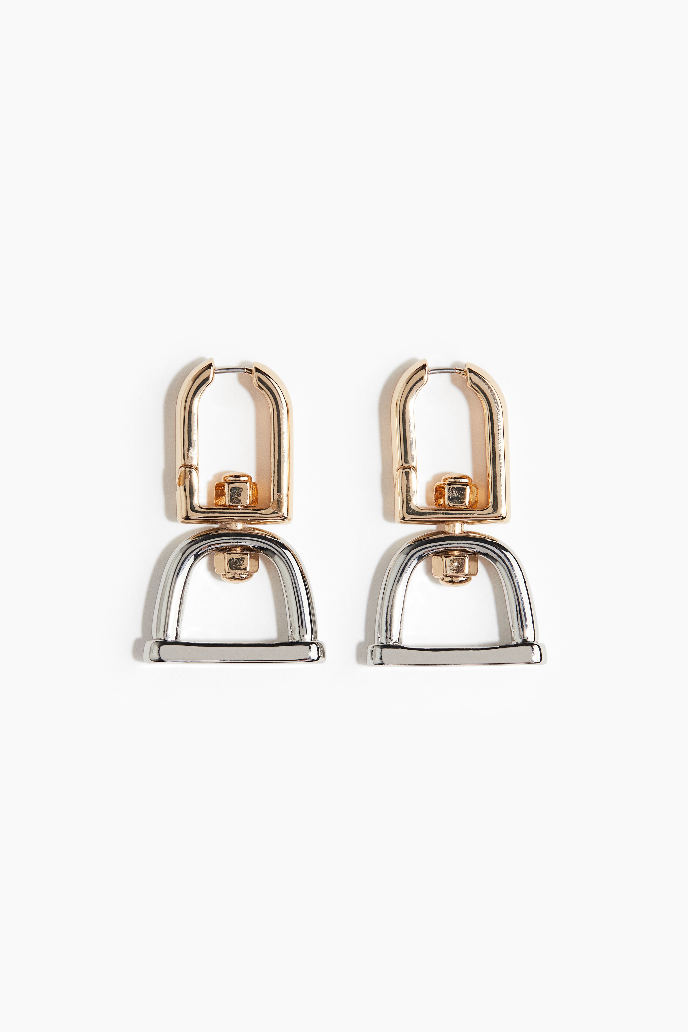 Two-tone earrings - Gold-coloured/Silver-coloured