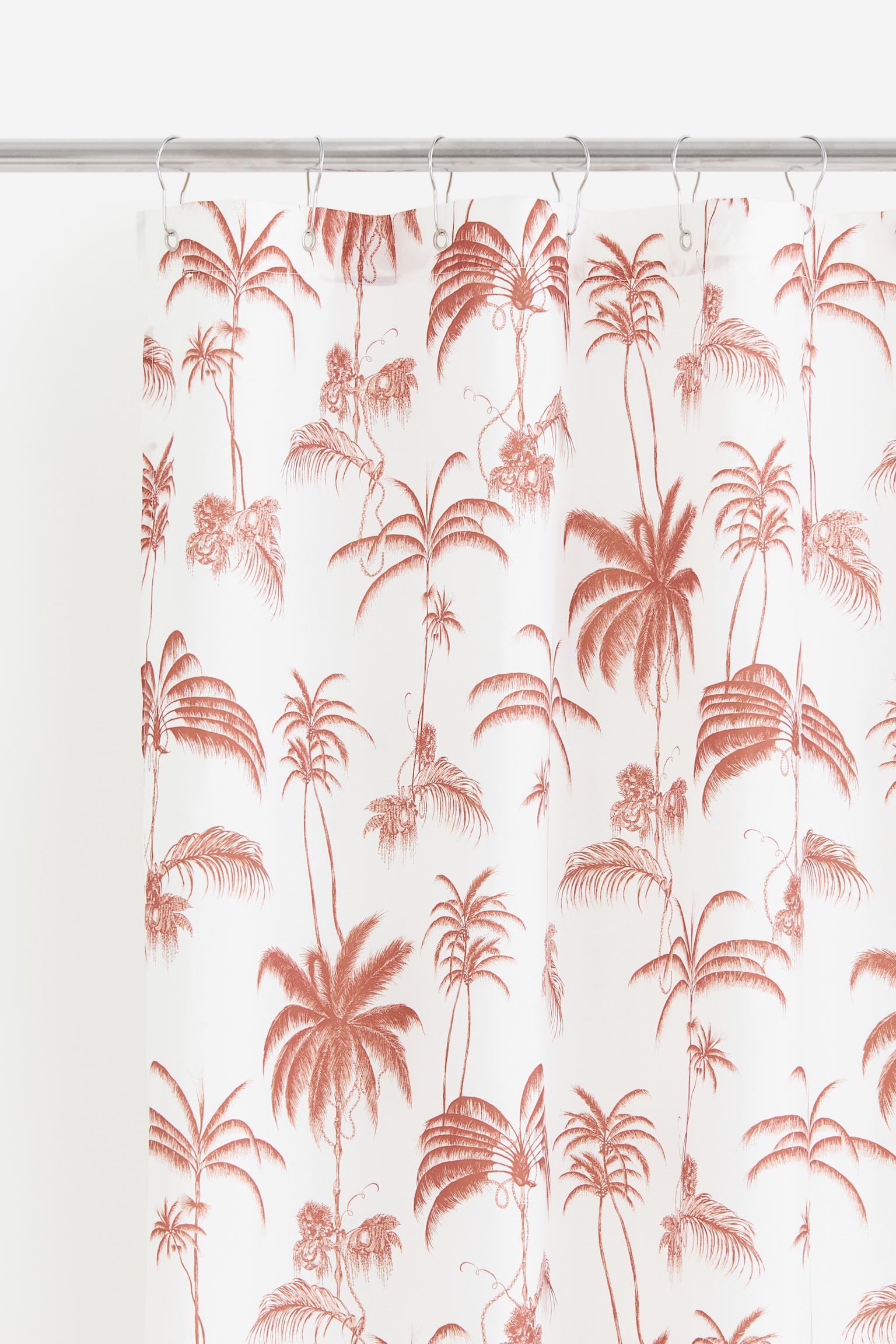 Printed shower curtain - Rust red/Palm trees/Light green/Palm trees - 1