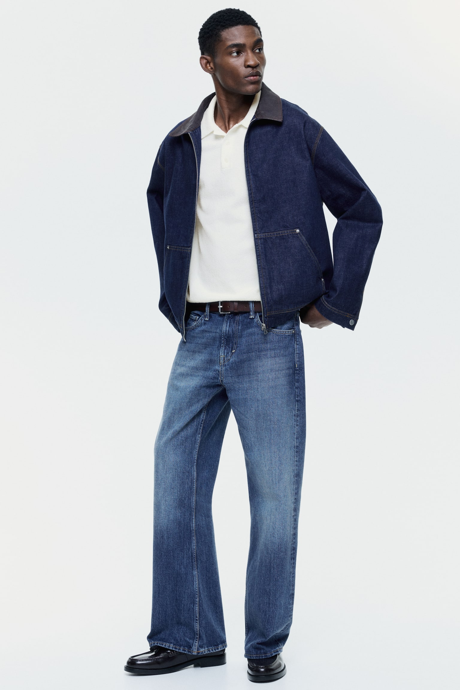 חולצת פולו סריג Regular Fit - קרם/כחול - 6