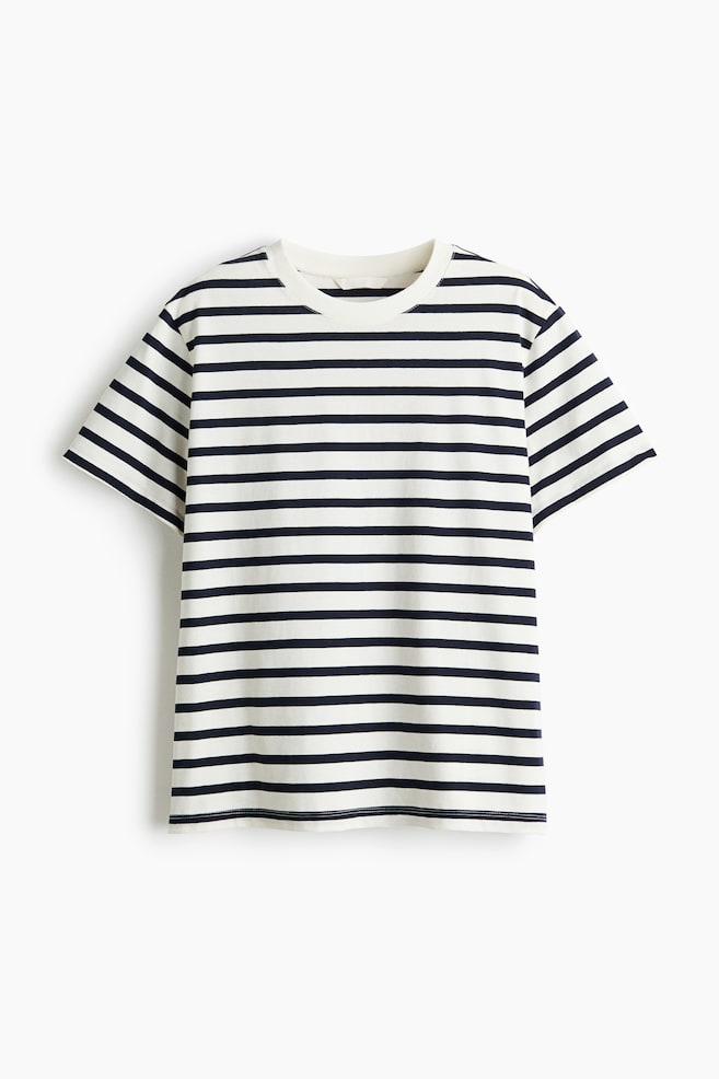 Cotton T-shirt - White/Navy blue striped/White/Dark mole/Beige/Black/White striped/Burgundy/Navy blue/Dark dusty pink/Light pink/Black/Light grey marl/Light yellow/Light turquoise/Yellow/Pink - 1