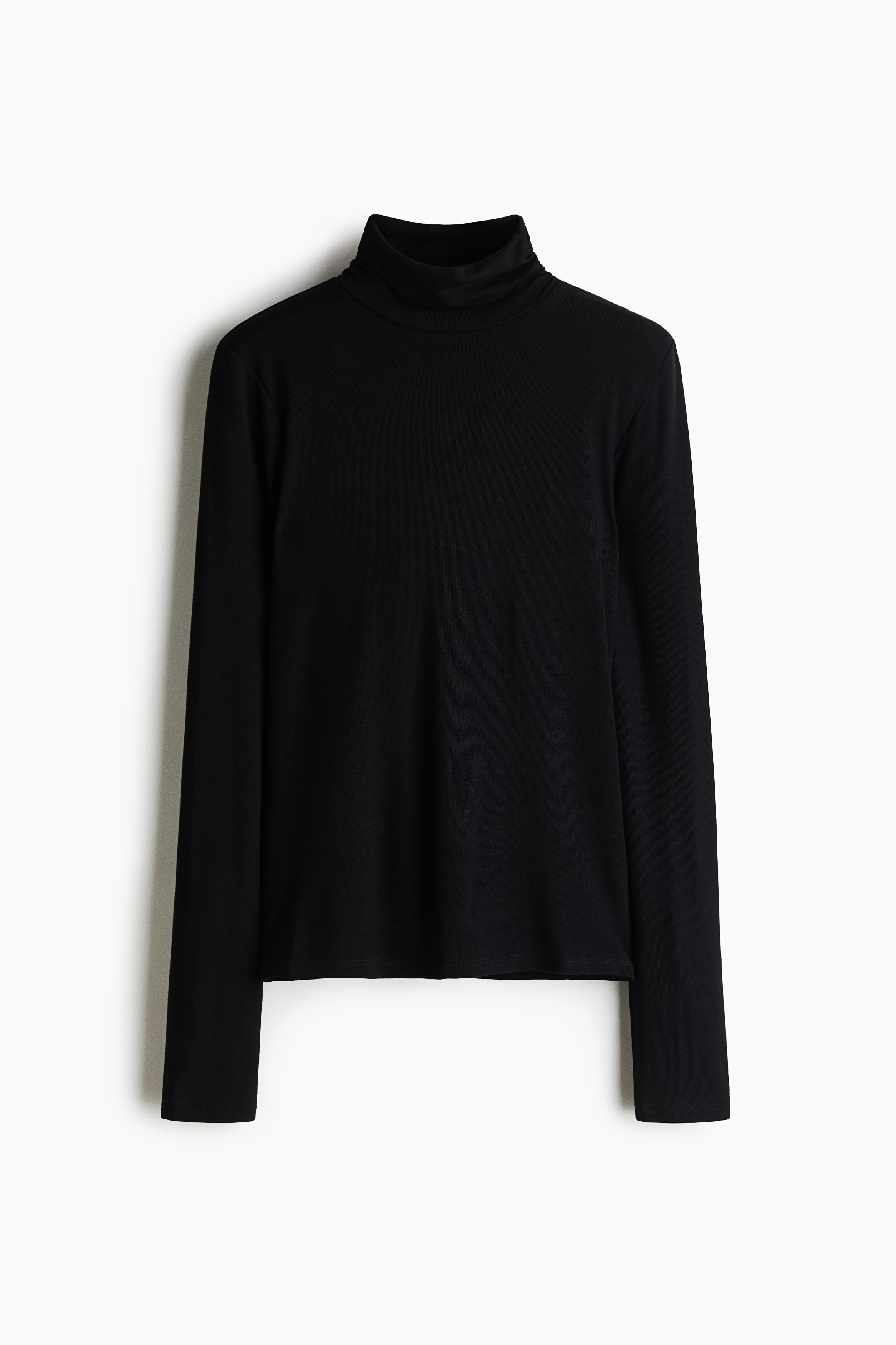 Long-sleeved turtleneck top - Black/Dusty blue