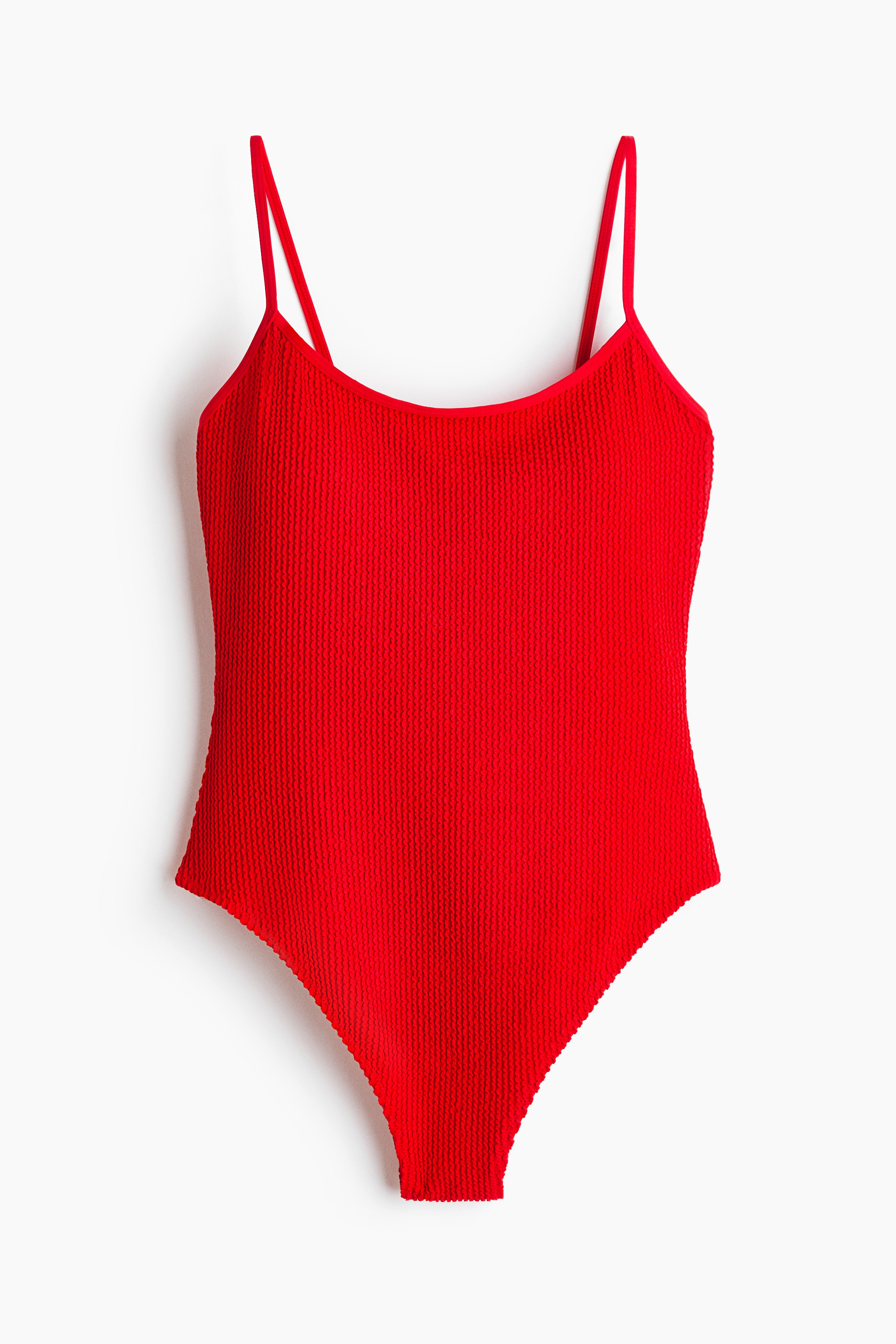Padded-Cup High-Leg Swimsuit - Bright red/Navy blue
