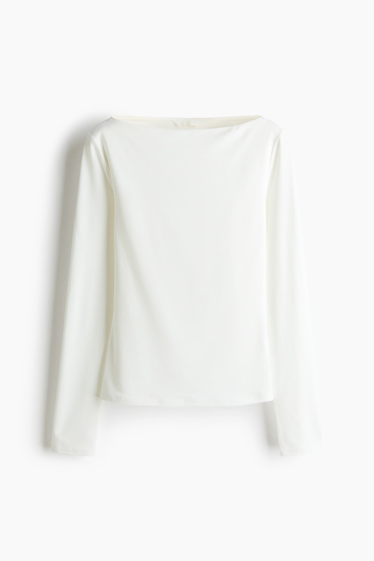Figurbetontes Shirt mit U-Boot-Ausschnitt - Elfenbein/Schwarz/Dunkelbraun - 1