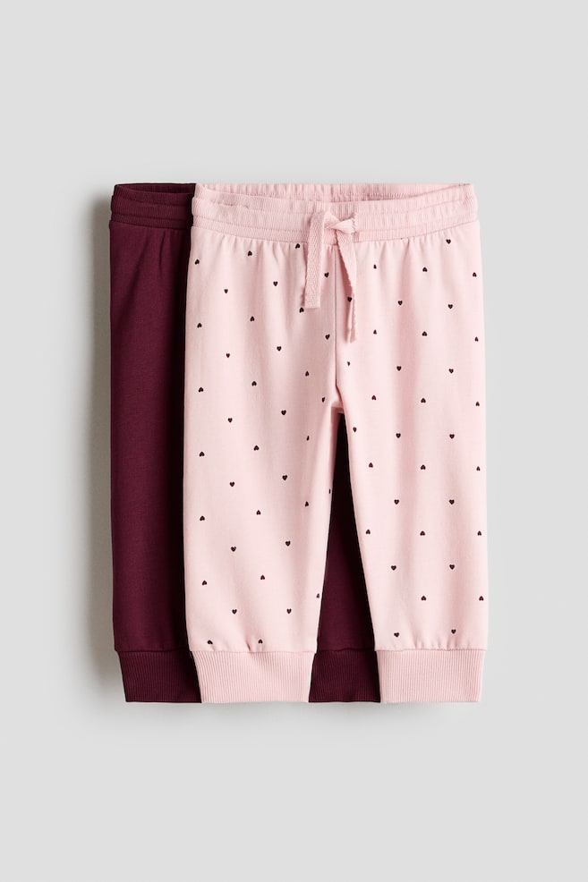 2-pack sweatshirt joggers - Dark red/Hearts/Light pink/Light beige - 1