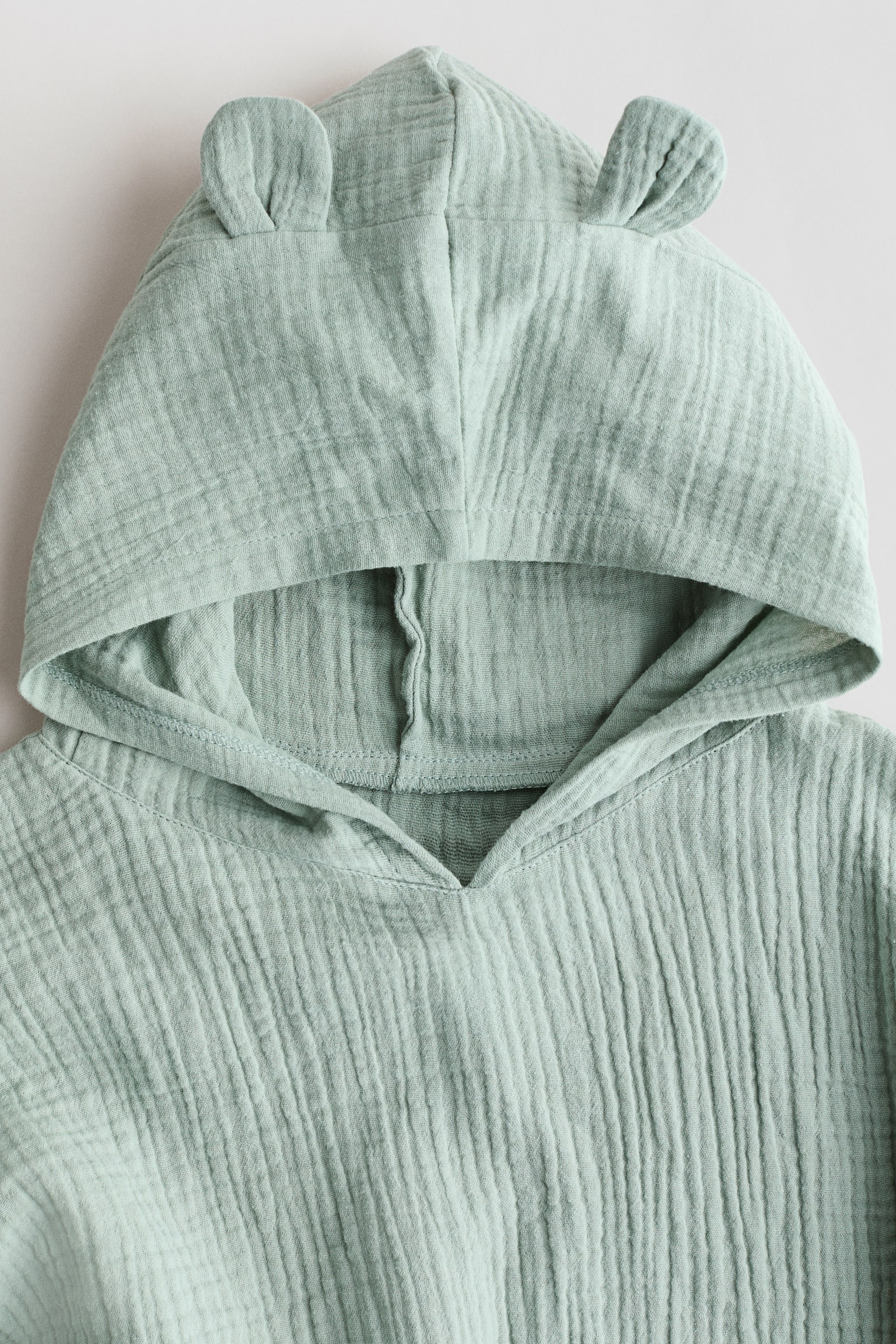 Poncho de bain en mousseline de coton - Vert clair/Crème - 2
