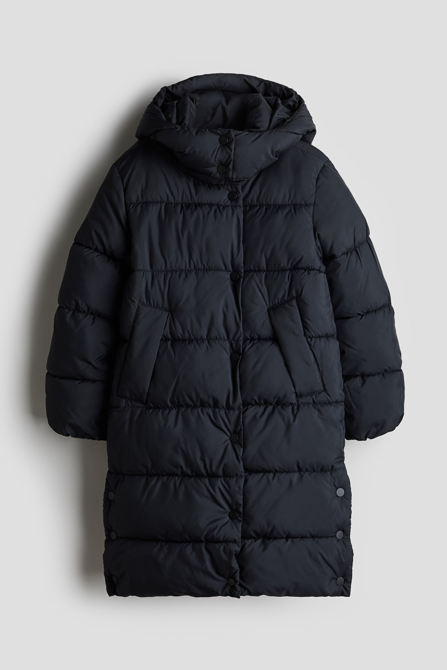 Long puffer jacket - Black - 1