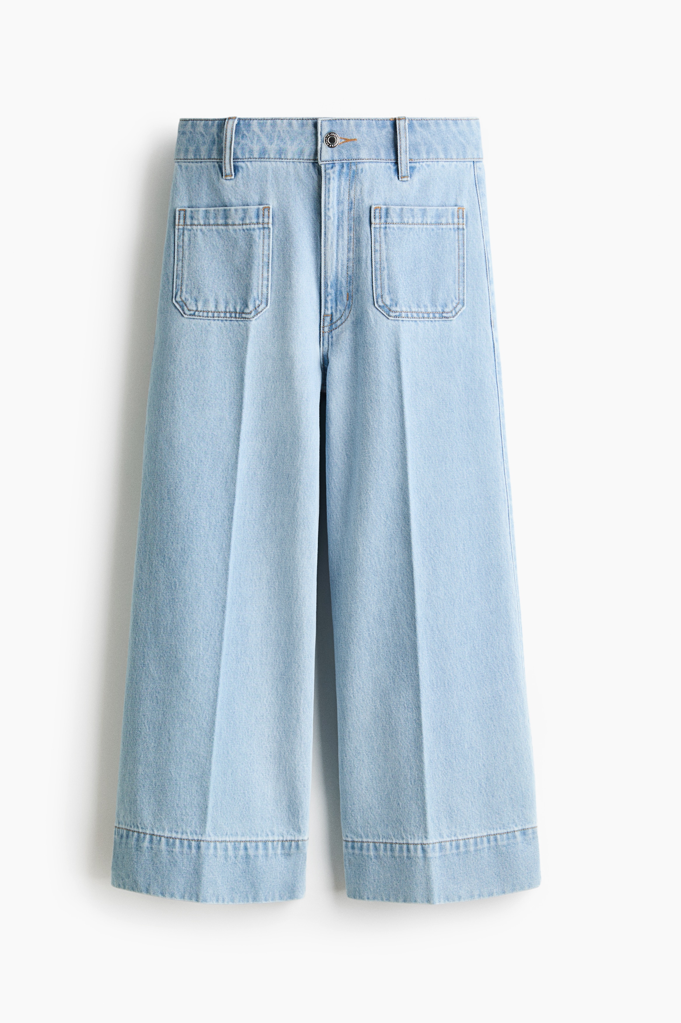 Wide High Ankle Jeans - Light denim blue/Dark denim blue/White
