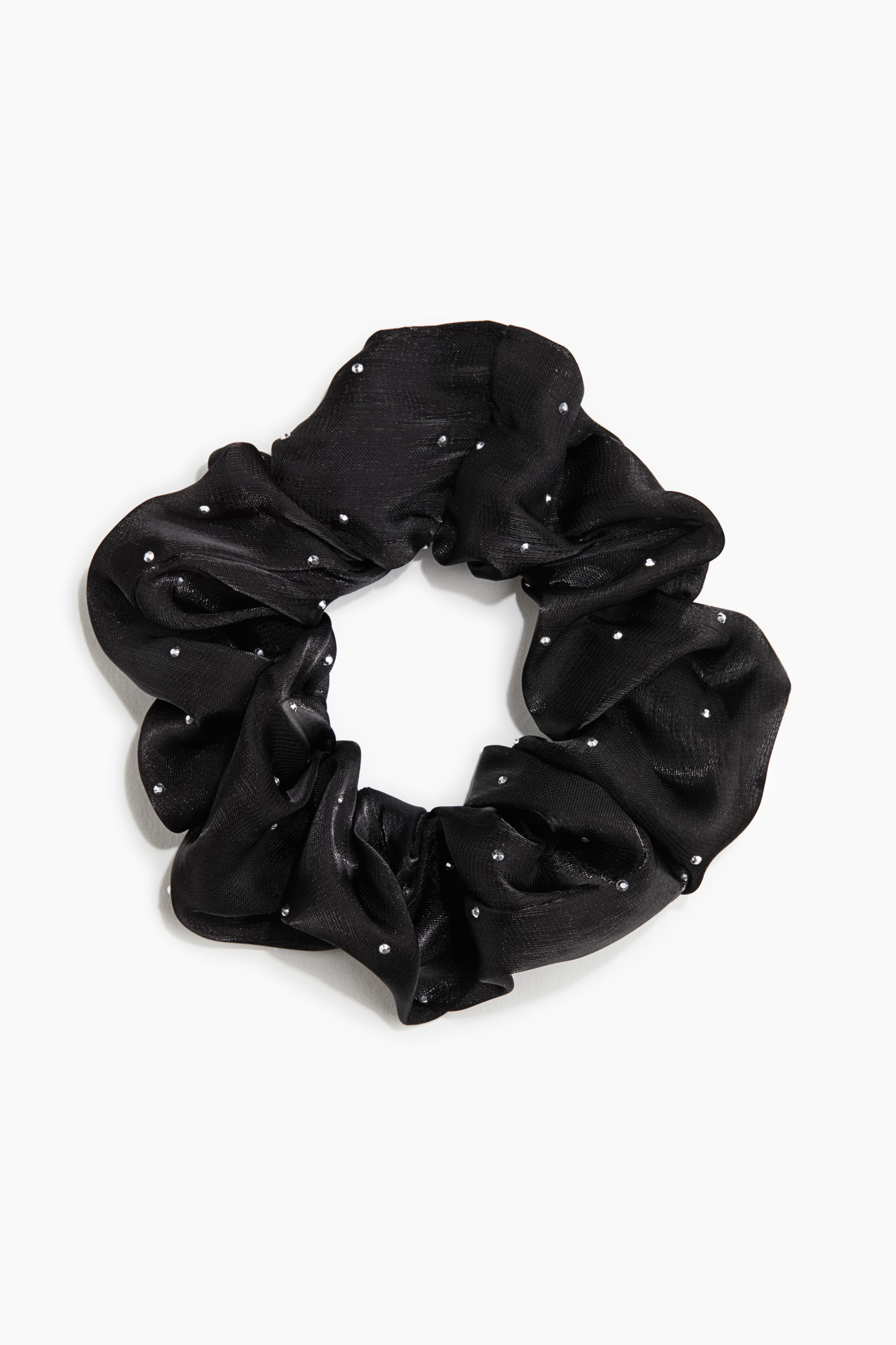 Rhinestone Studded Scrunchie - Black