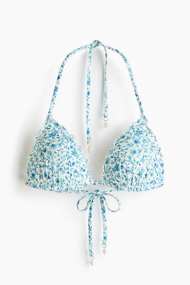 Push-Up Triangle Bikini Top - Turquoise/floral/Dark red - 1