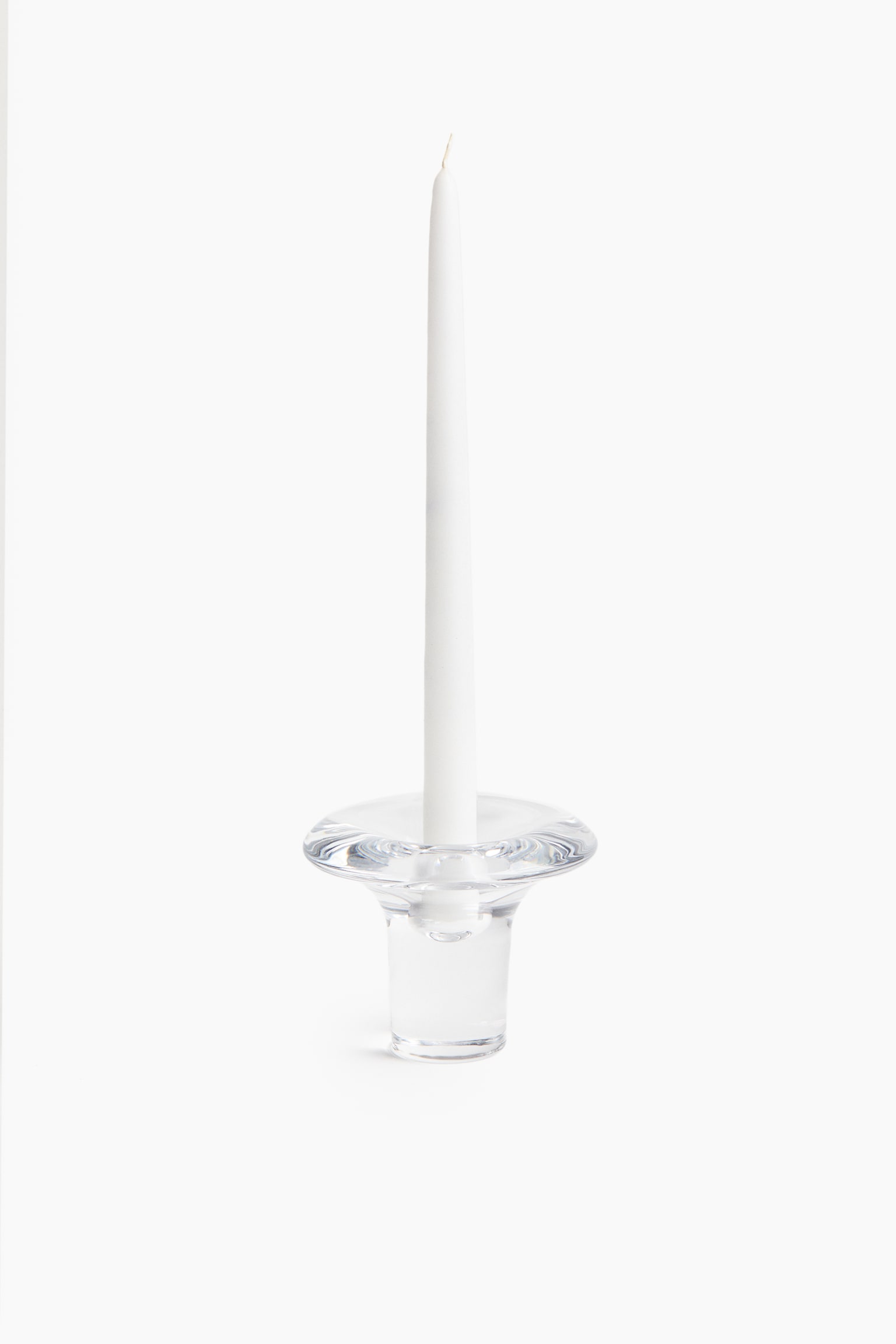 Portacandele alto in vetro - Trasparente/Rosa - 1