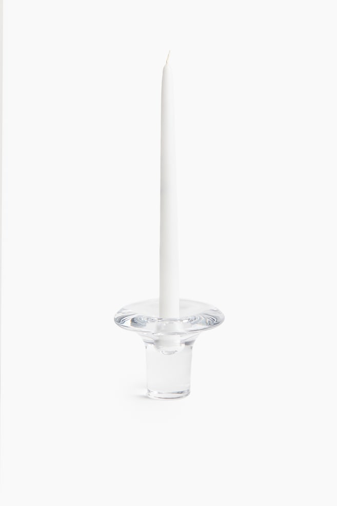 Hoge kaarshouder van glas - Transparant/Roze - 1