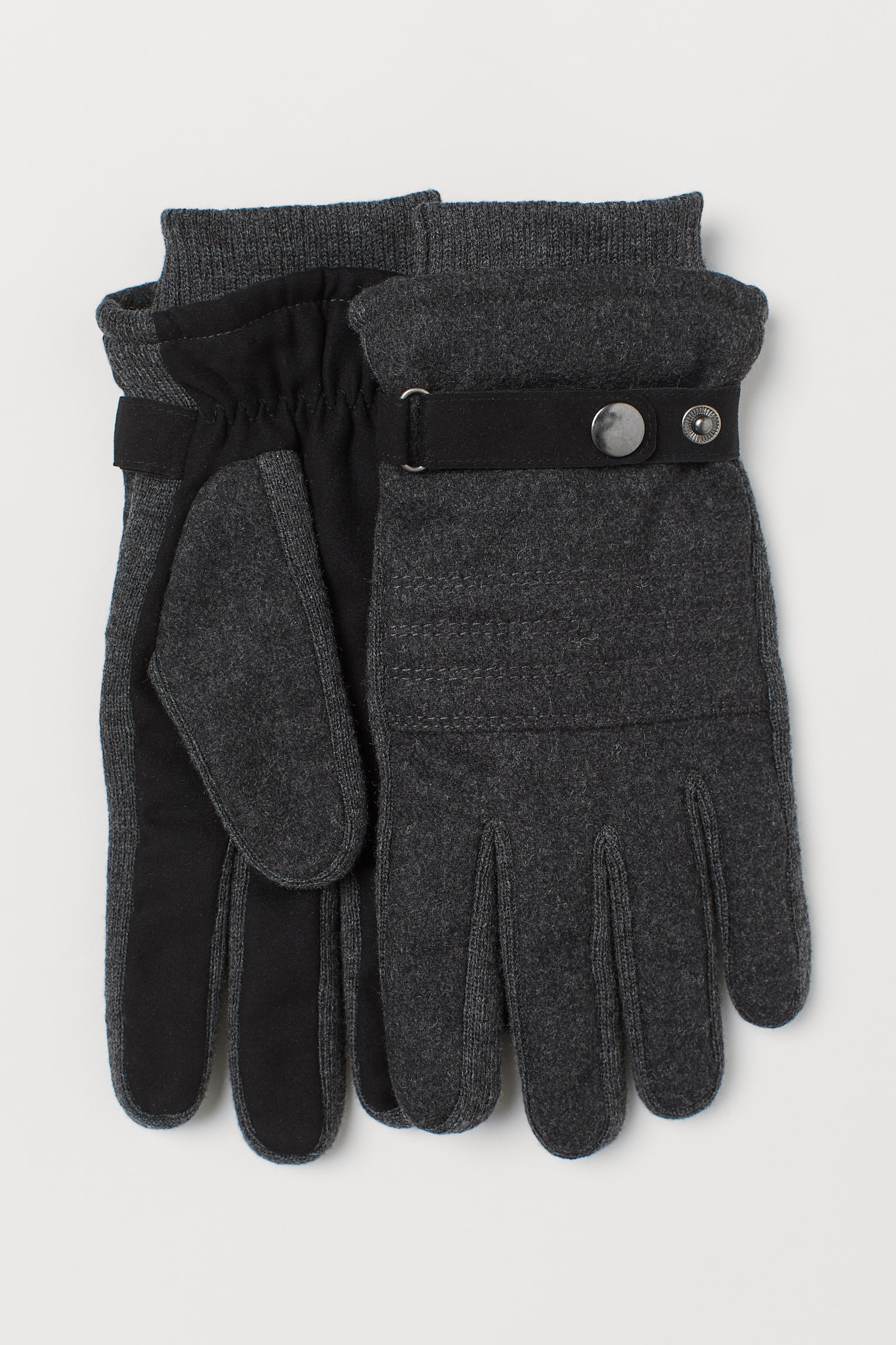 Wool-blend gloves - Dark grey marl/Black - 4