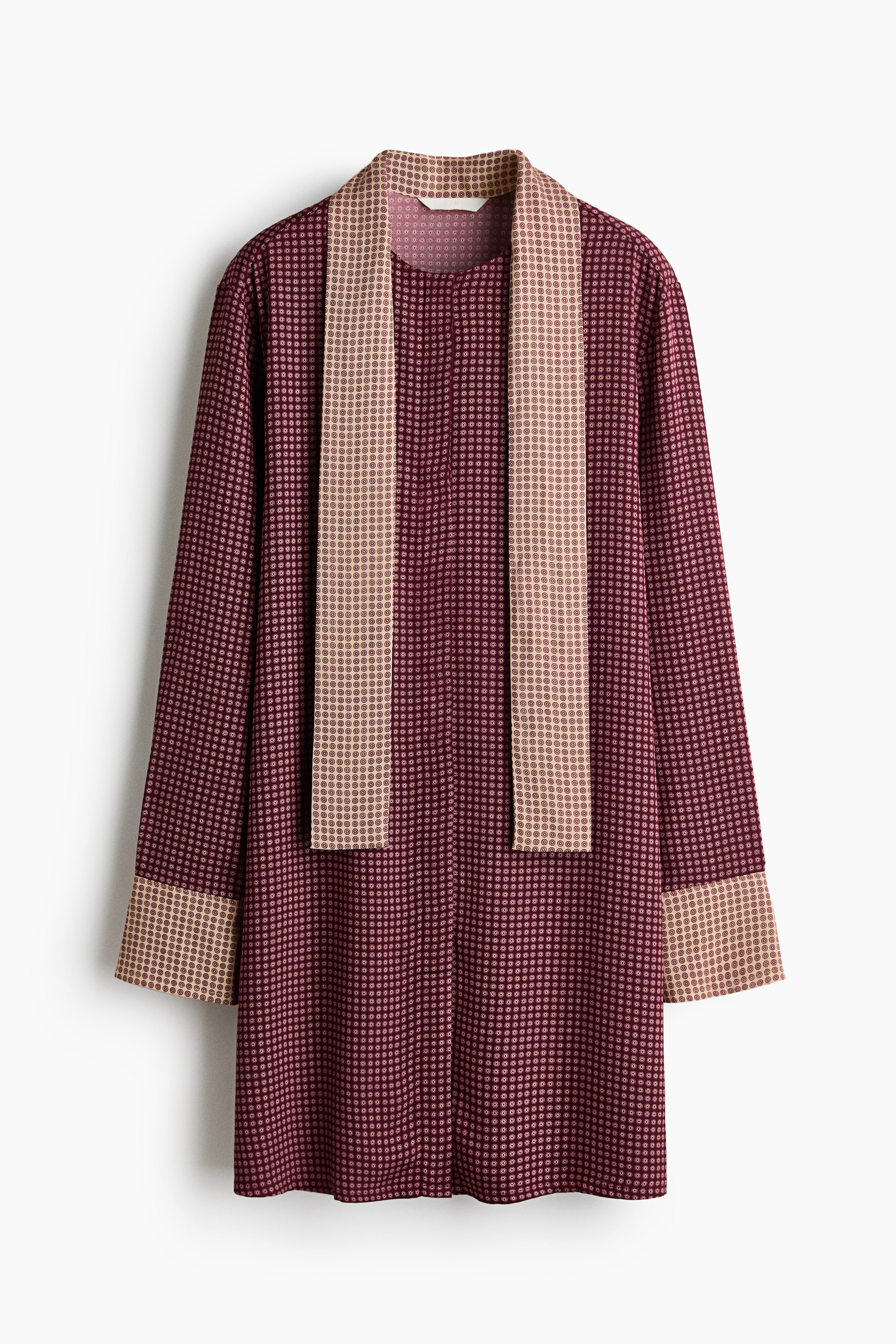 Scarf-Collar Button-Front Dress