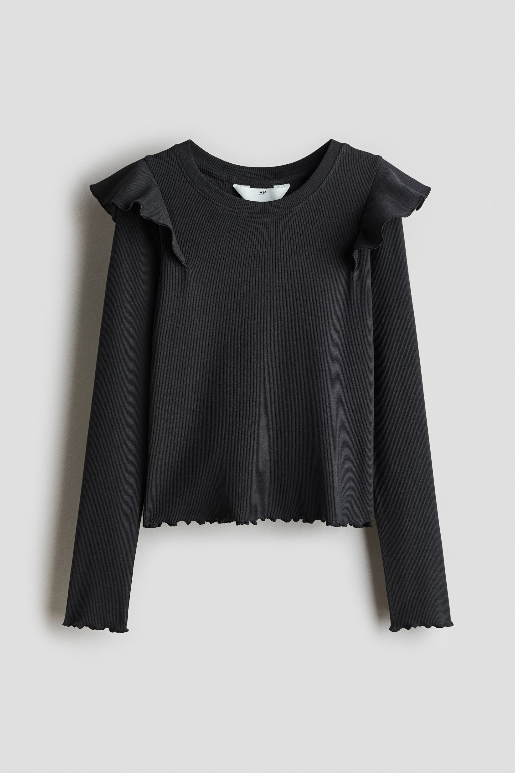 Visualizza immagine più grande: Top in cotone con volant - Dark grey - BAMBINO | H&M IT 1