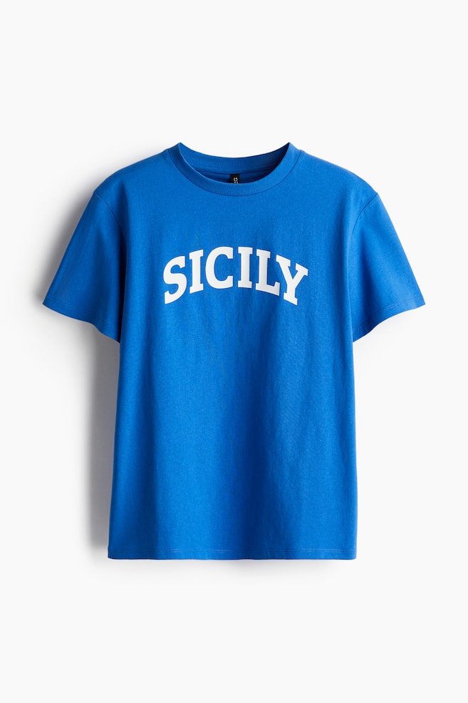 Motif-detail T-shirt - Bright blue/Sicily/Cream/Sardines - 1