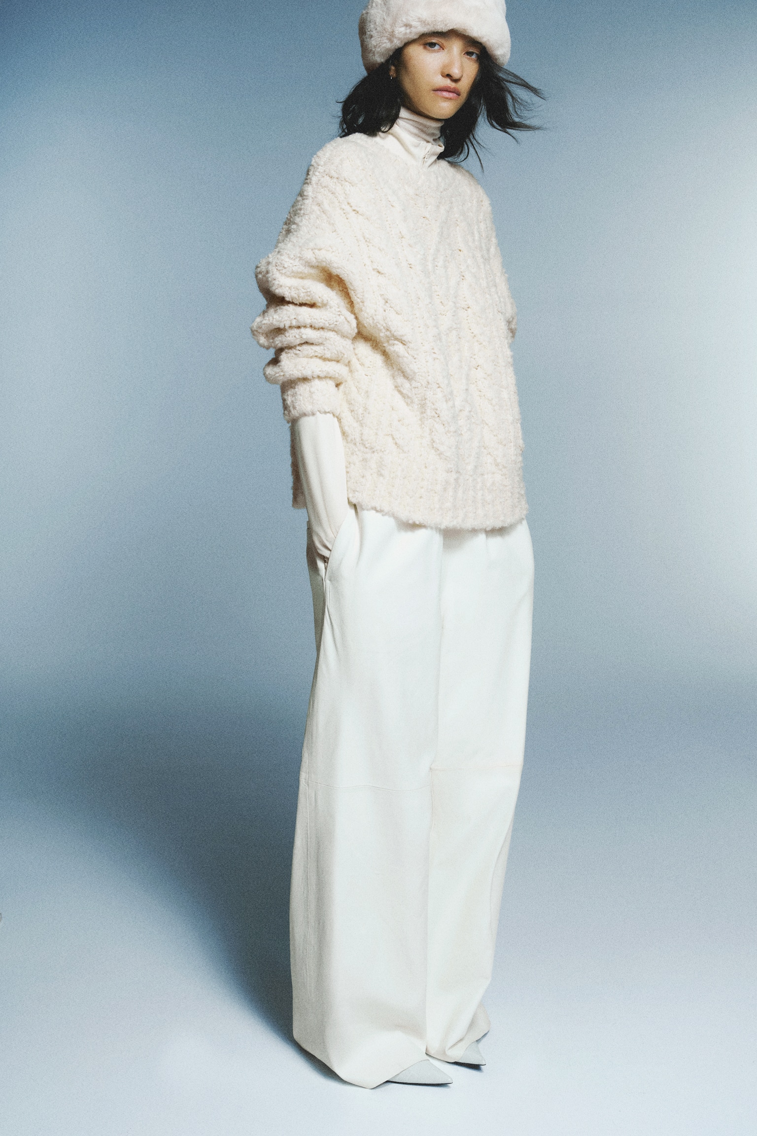 Pull en maille torsadée - Crème - 4