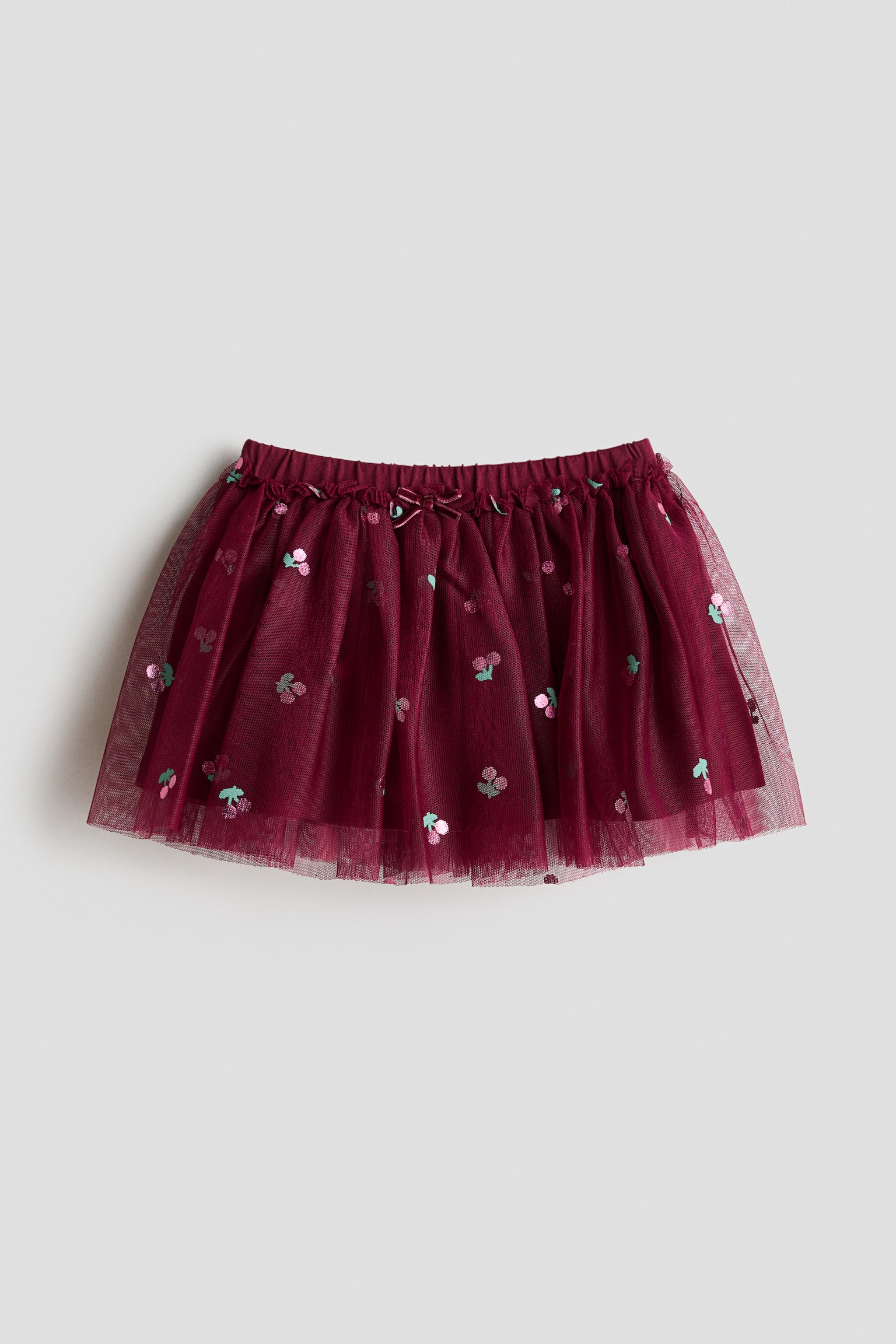 Print Tulle Skirt - Dark red/Cherries