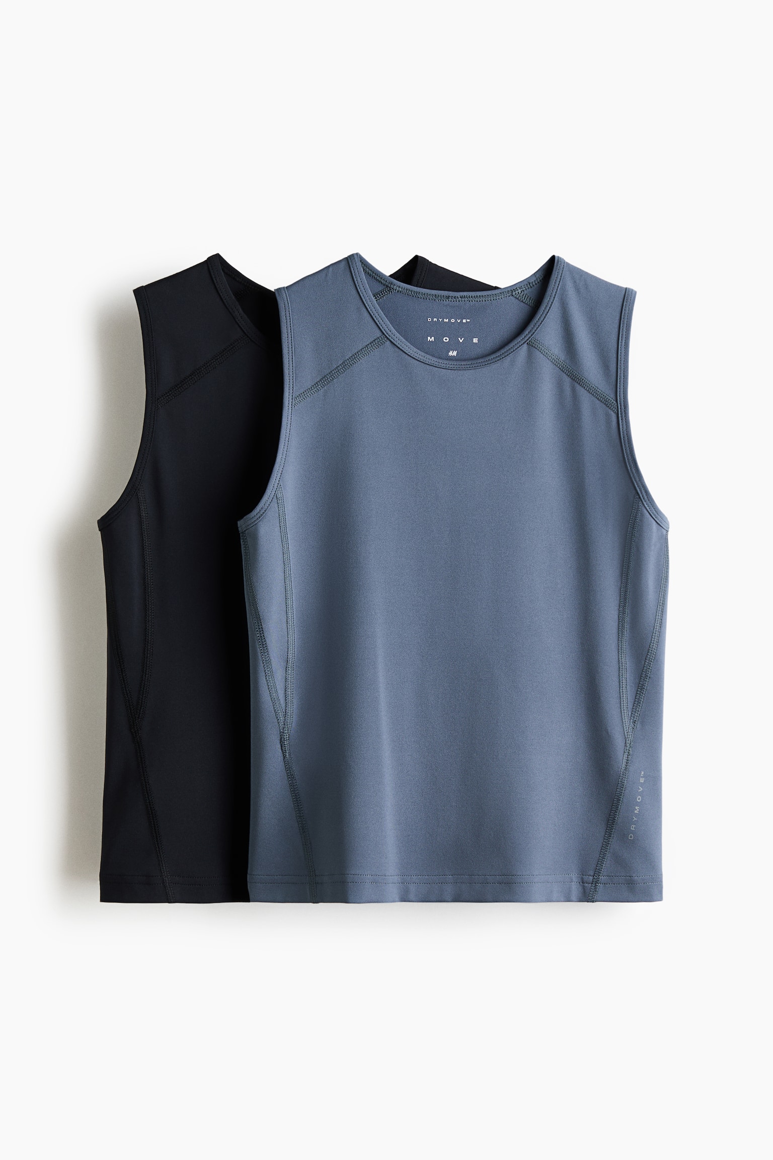 2er-Pack Sport-Tanktops mit DryMove™ in Slim Fit - Mattes Mittelblau/Schwarz/Schwarz/Weiss