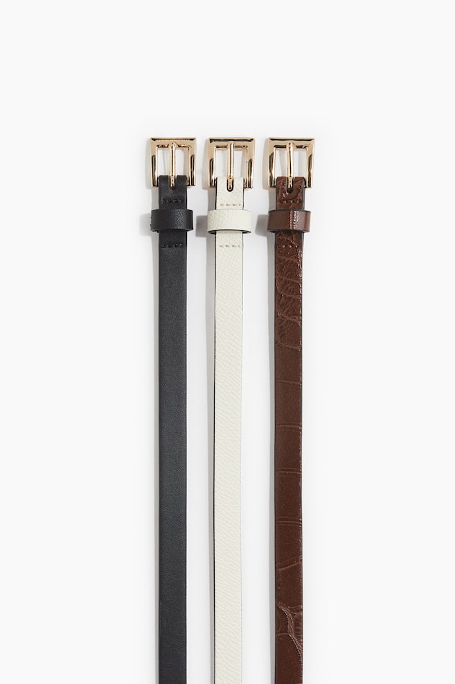 3-pack narrow belts - White/Black/Brown - 1