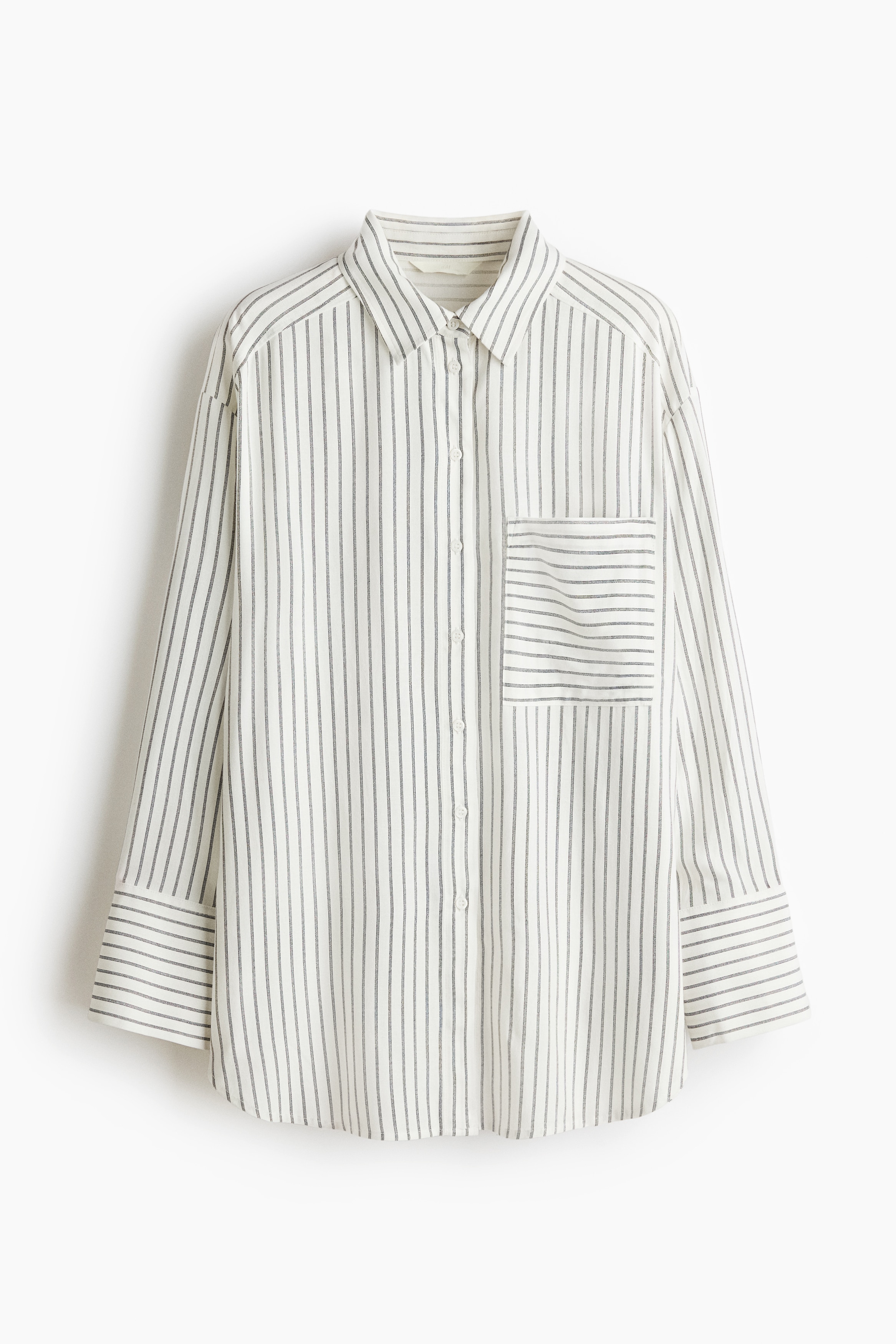 Oversized linen-blend shirt - White/Striped/Coral pink/Beige/Striped/Apricot/Striped