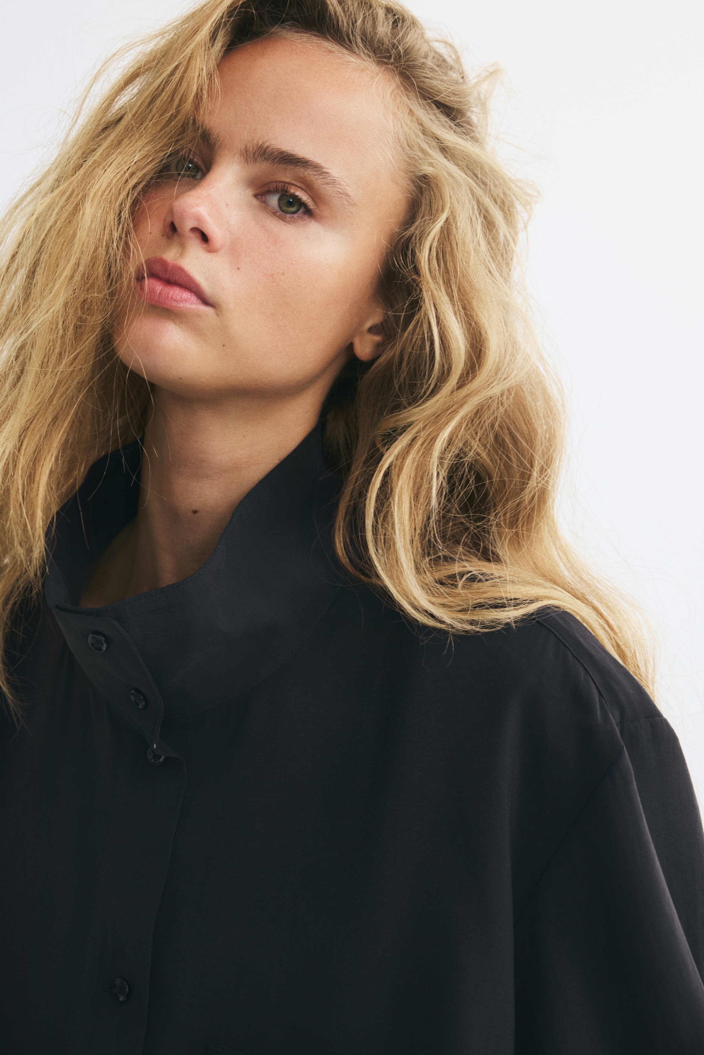 Oversized Shirt with Stand-Up Collar thumbnail 3