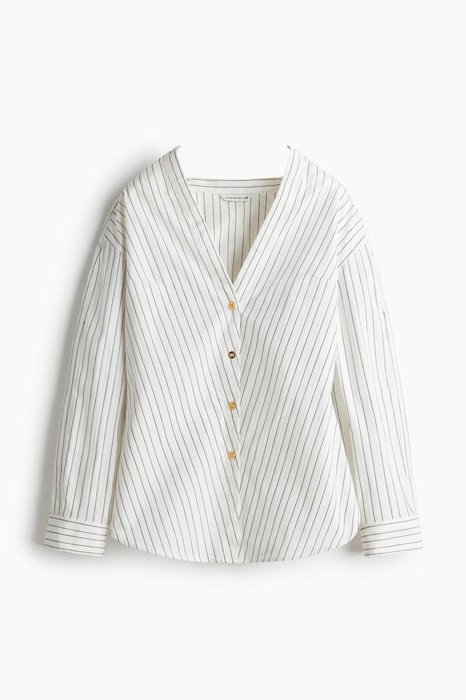 Yoke Detail Shirt - White/Stripe - 1