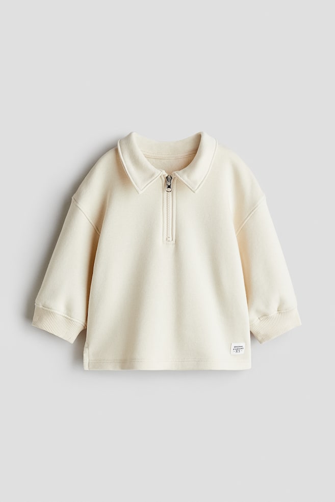 Polotrøye i bomull - Lys beige - 1