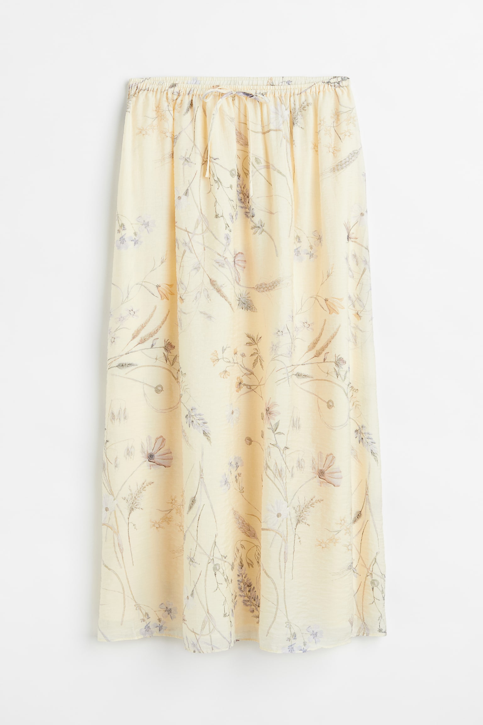 Calf Length Skirt - Cream/Floral - 1