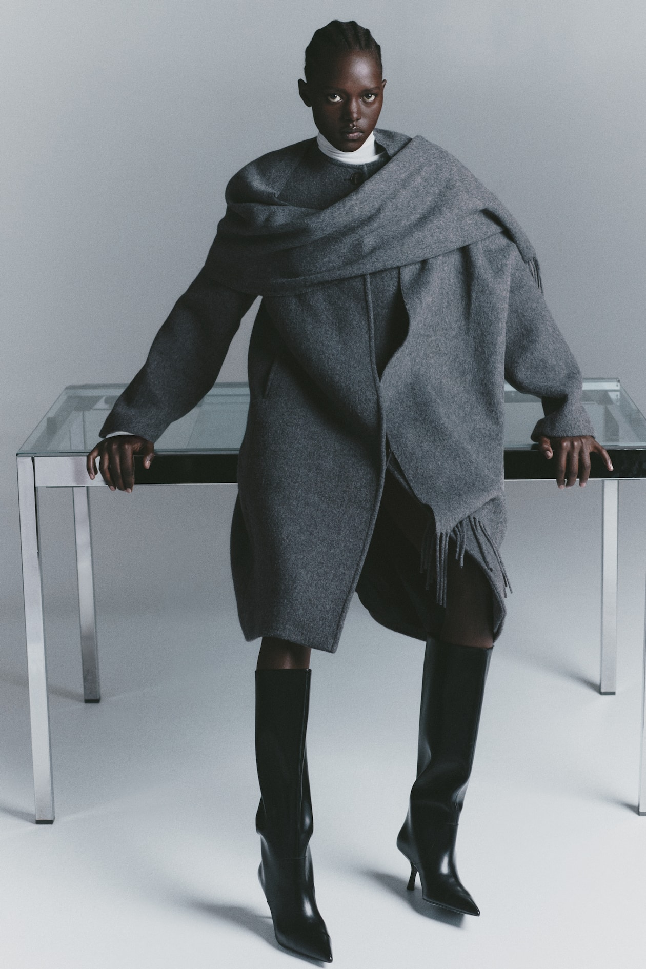 Scarf-Detail Wool-Blend Coat - image 2