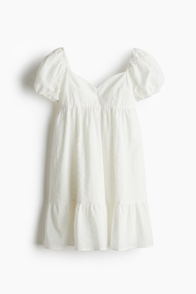Robe à manches bouffantes - Crème/Broderie anglaise/Crème/fleuri/Noir/Bleu clair/rayé - 1