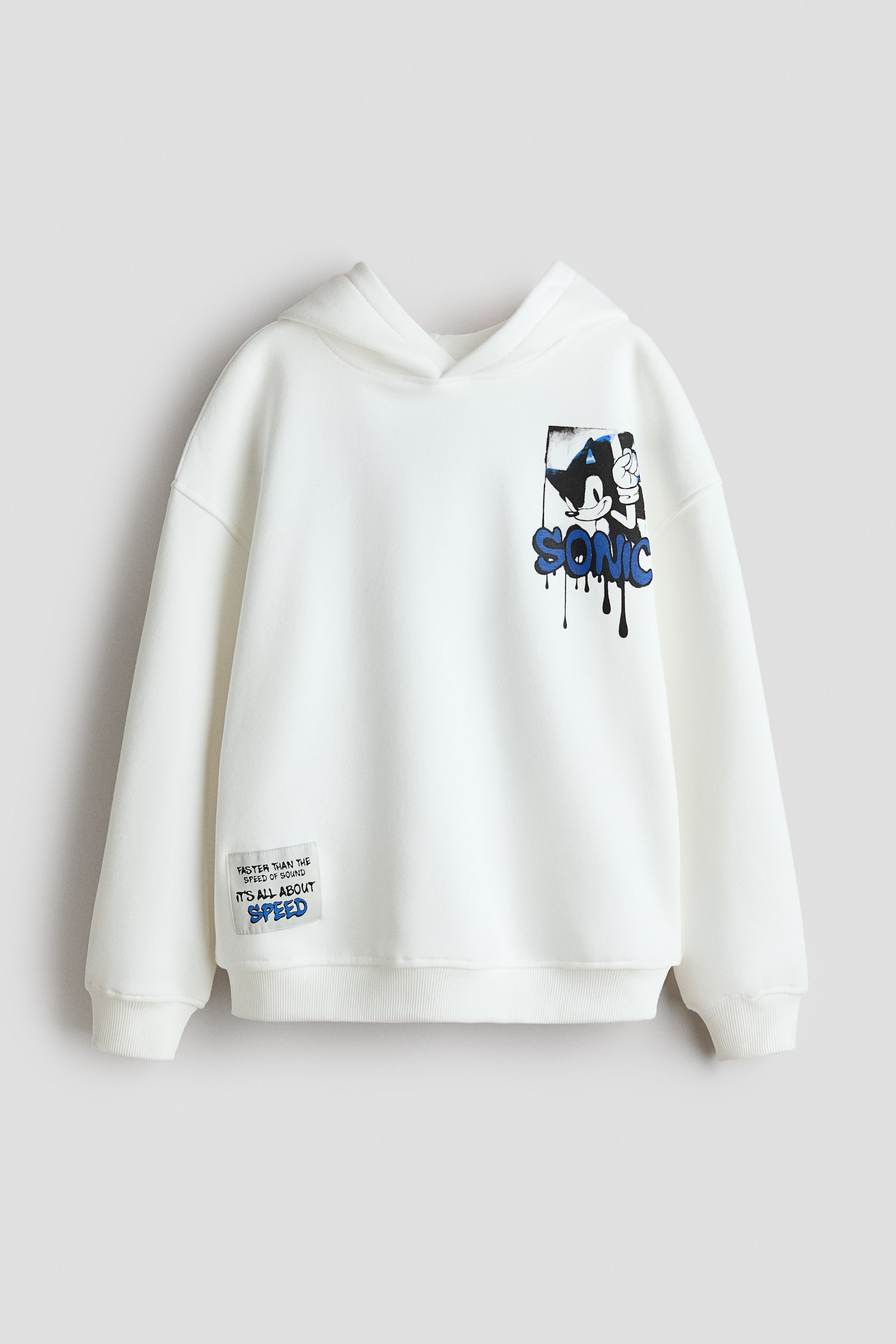 Visa större bild: Huvtröja med tryckta motiv - Vit/Sonic the Hedgehog - BARN | H&M FI 1