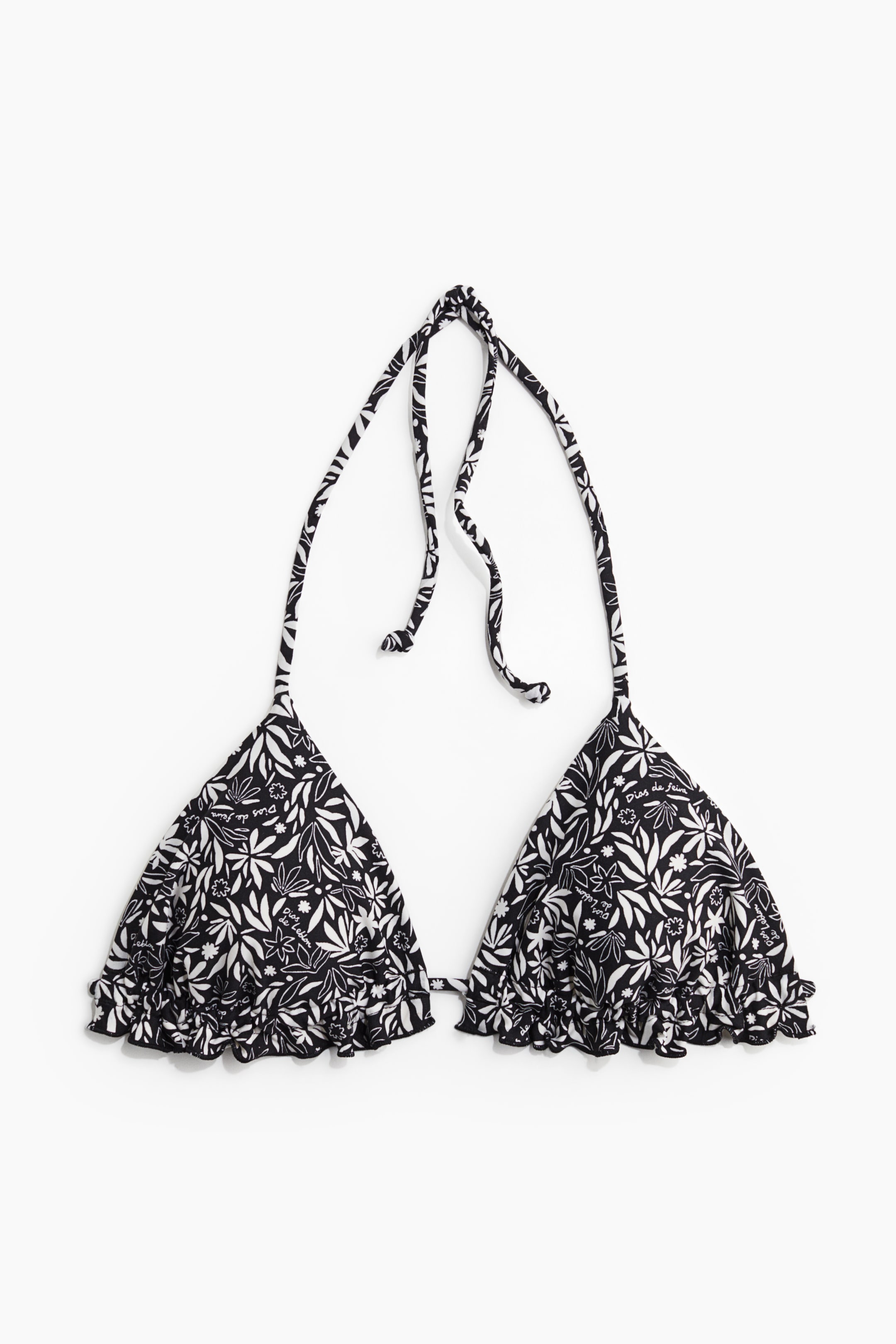 Ampliar la imagen: Top de bikini triangular con relleno - Negro/Flores blancas - Ladies | H&M MX 5