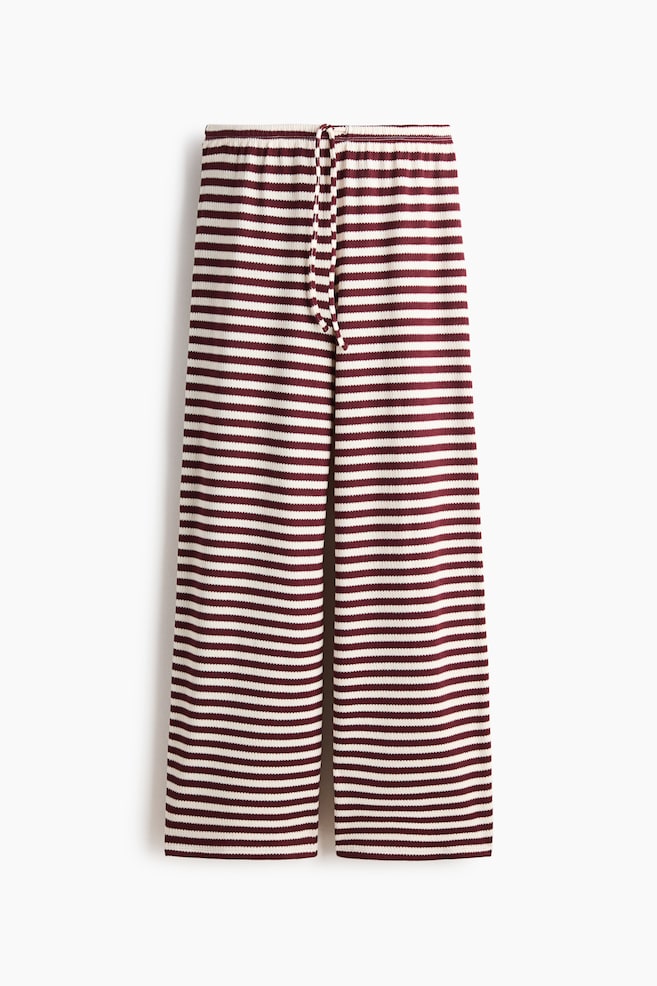 Knitted trousers - White/Dark red striped - 1