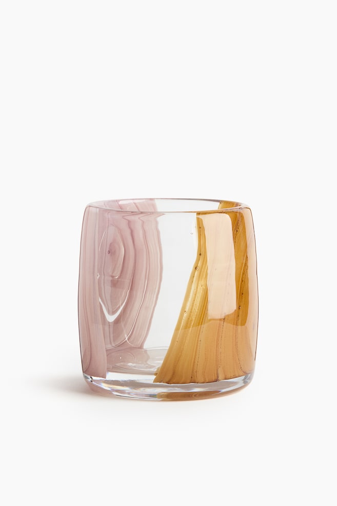 Small glass lantern - Light pink/Yellow/Light beige/Transparent - 1