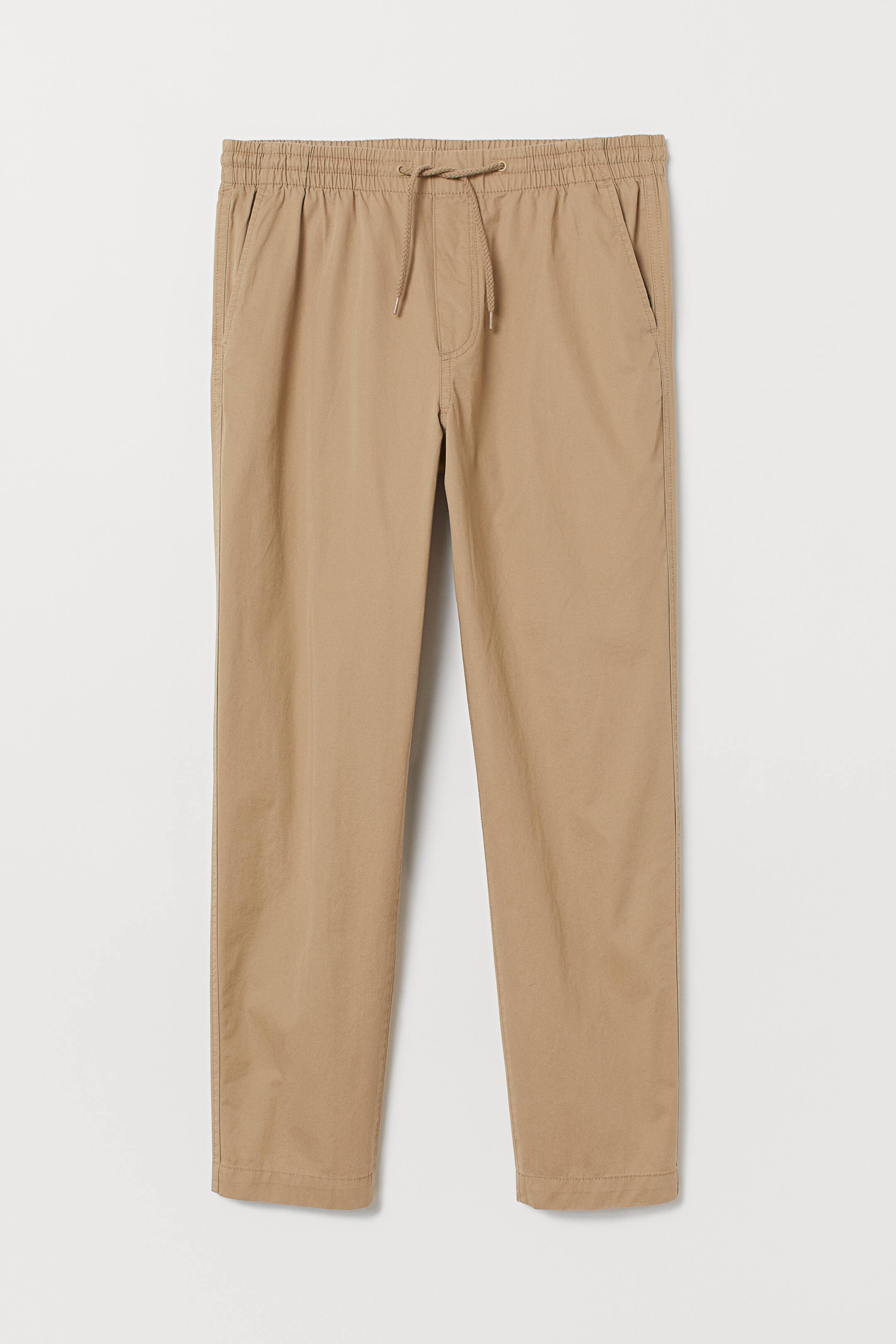 查看大圖: 棉質鬆緊式長褲 - 米色 - Men | H&M 1