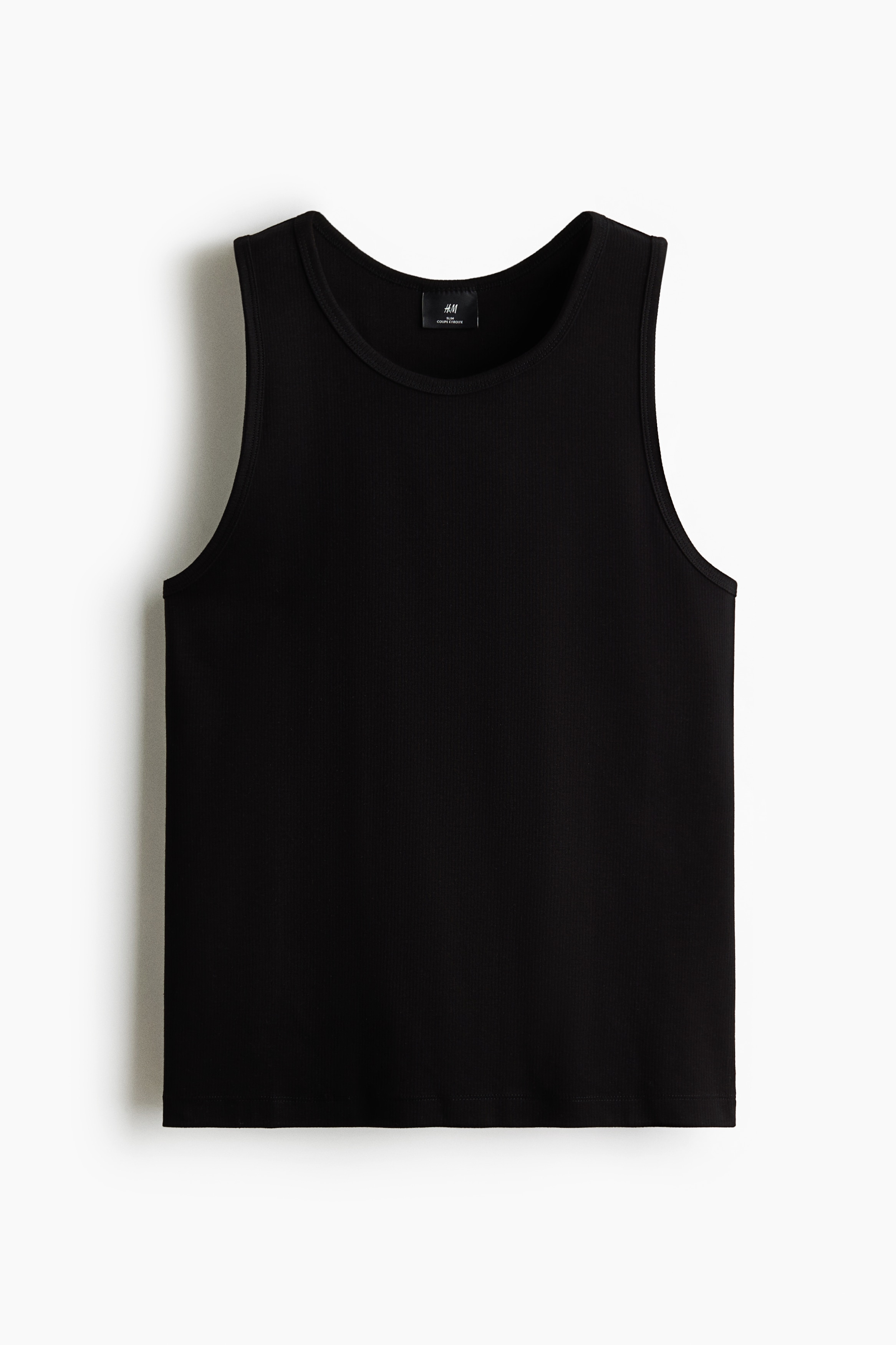 Ribbad tanktop Slim Fit - Svart/Vit/Mörkgrå