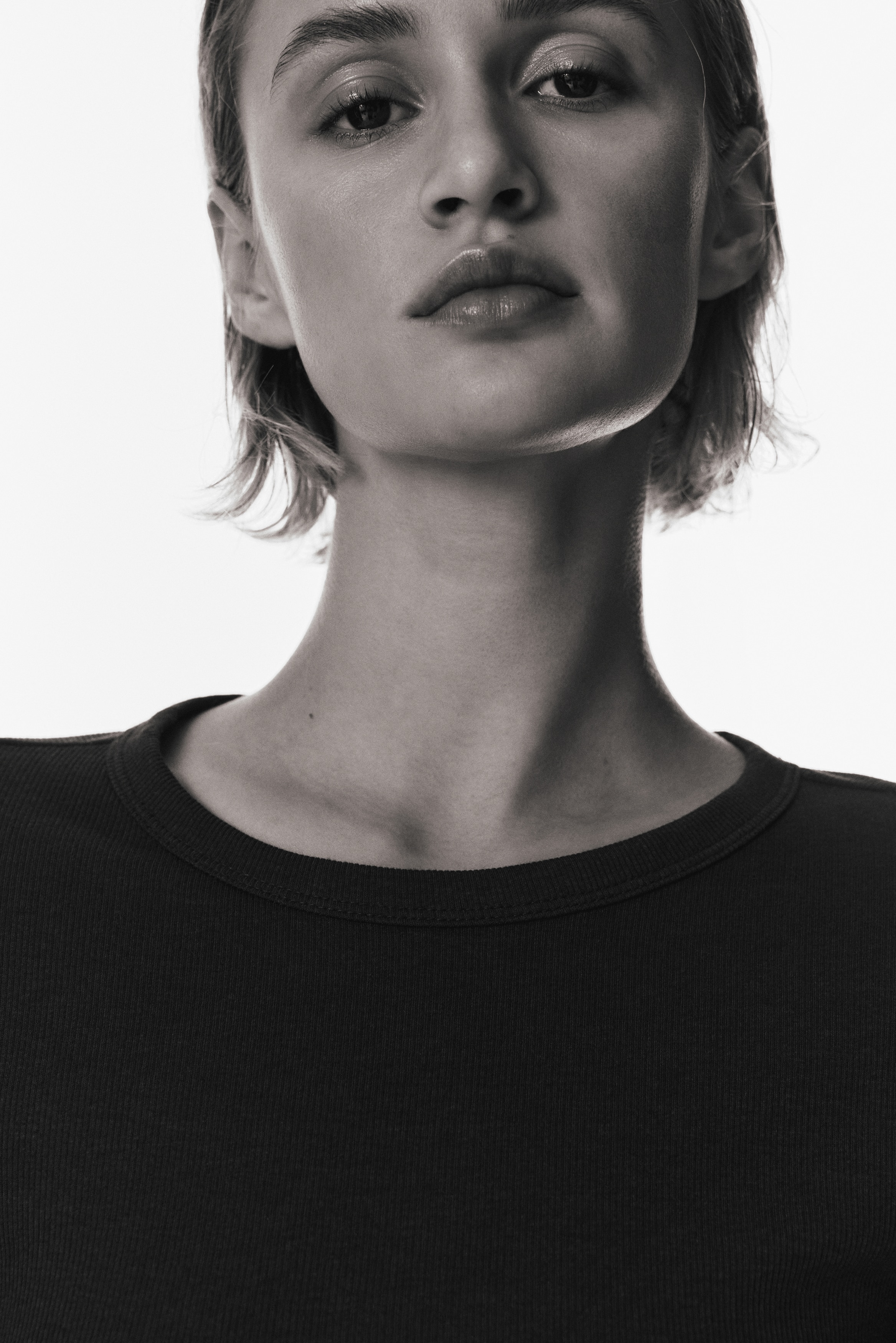 Ribbed cotton-blend top