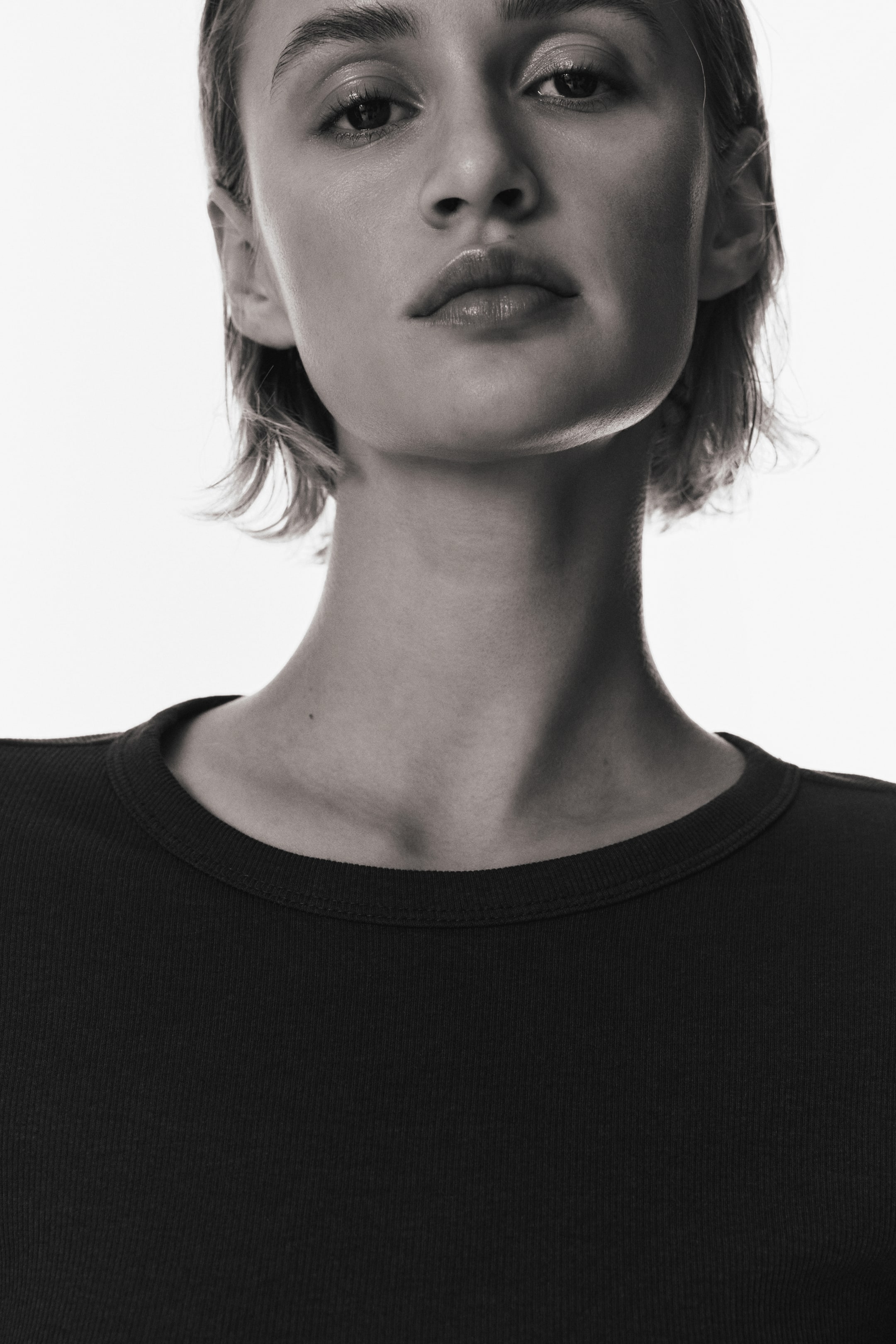 View larger image: Ribbed Cotton-Blend Top - Dark brown - Ladies | H&M US 3