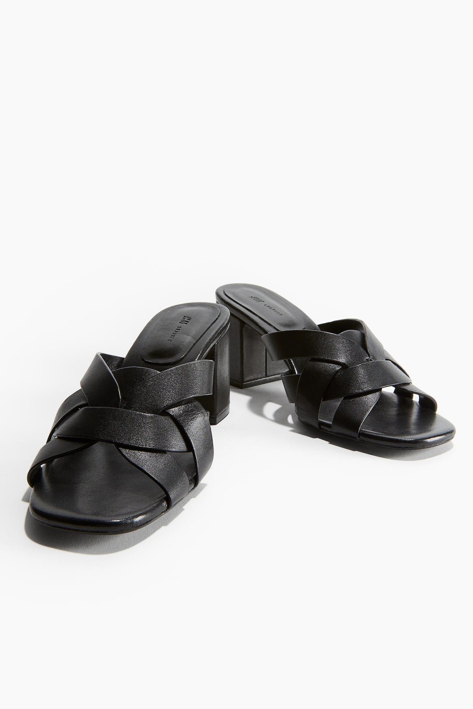 Heeled Leather Sandals - Black - 2