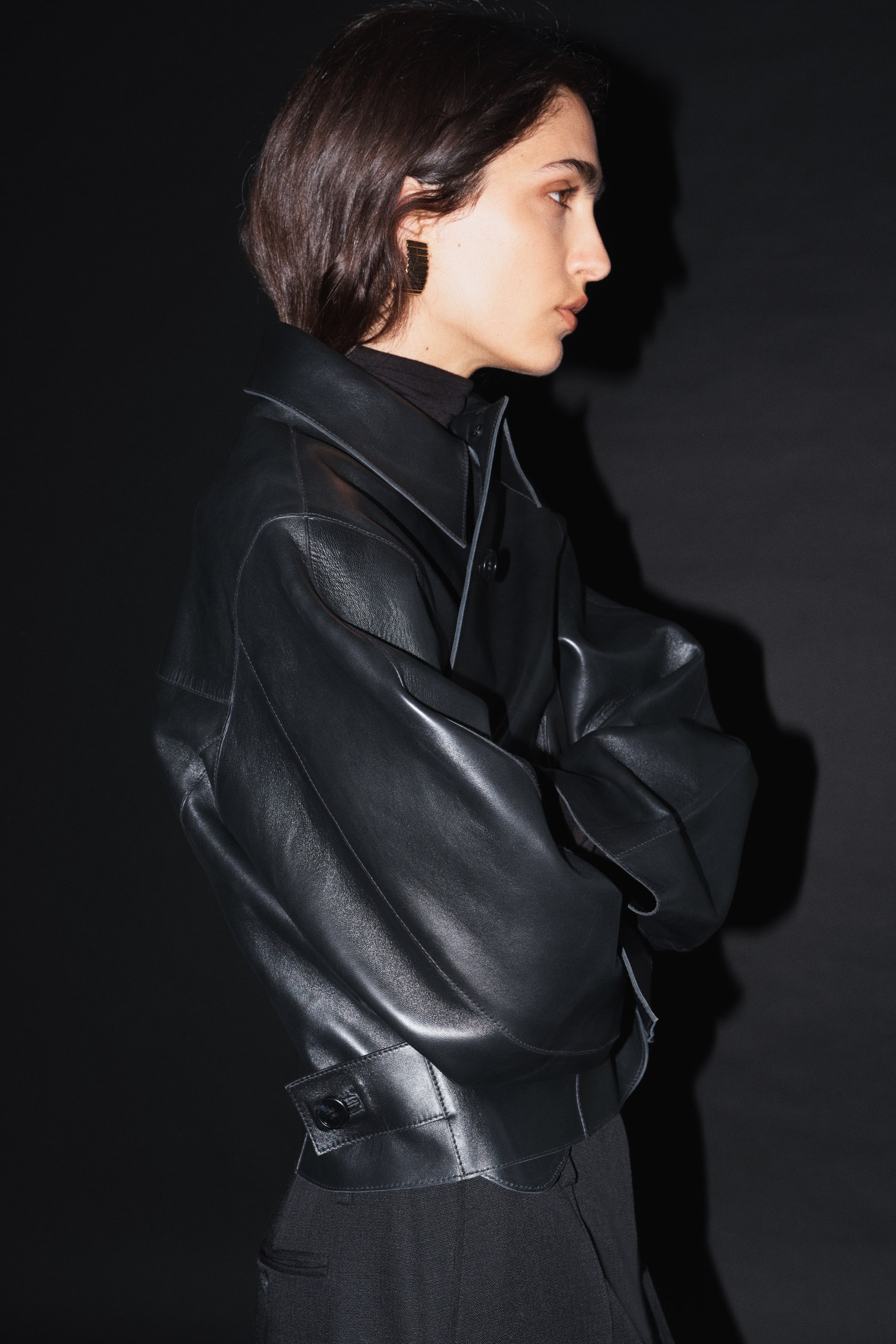 Leather Jacket with Collar