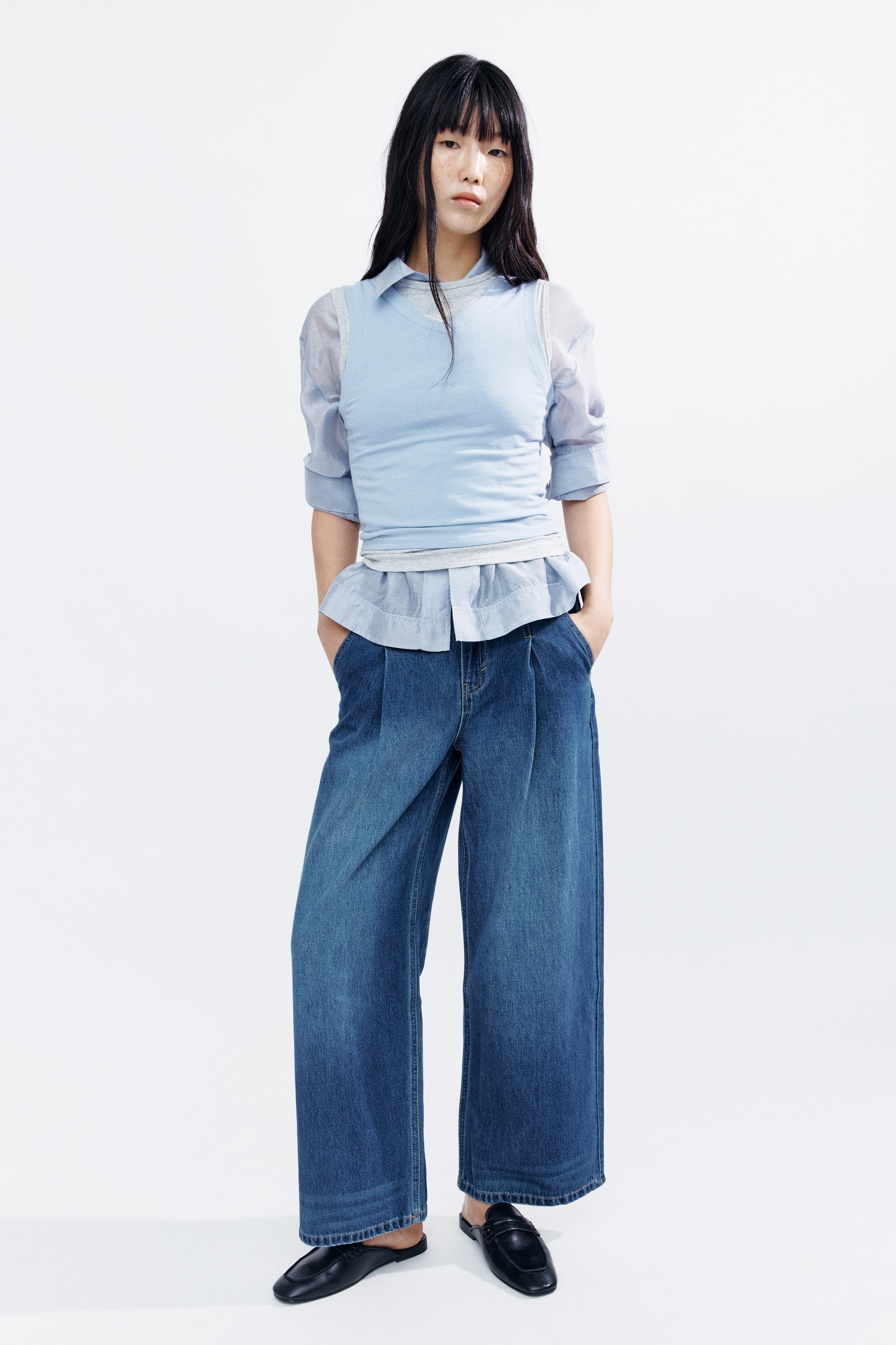 Straight Regular Waist Jeans - Denim blue