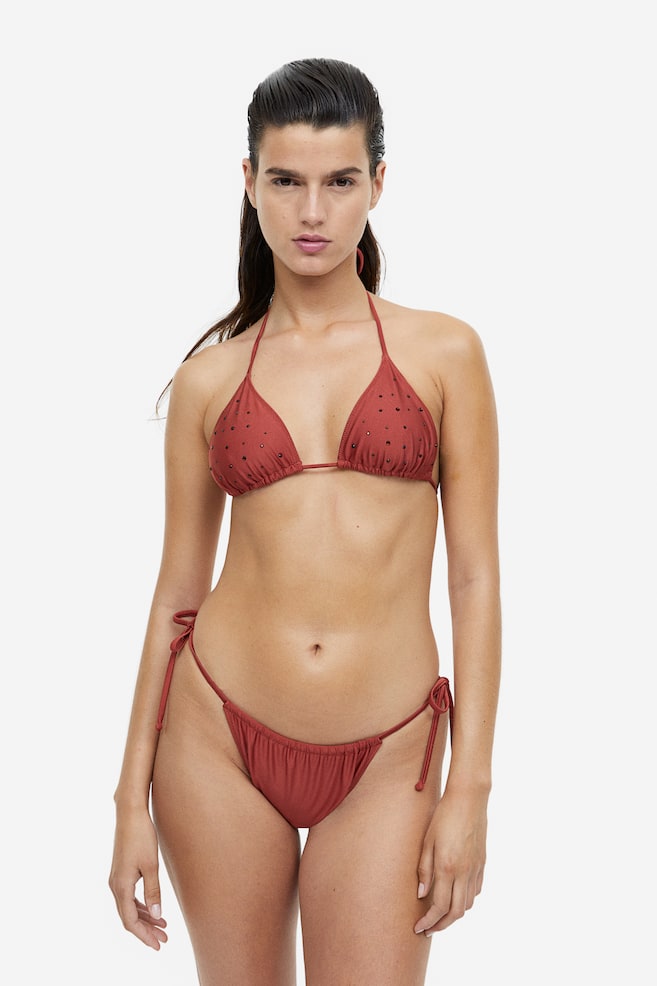 Padded triangle bikini top - Red - 1